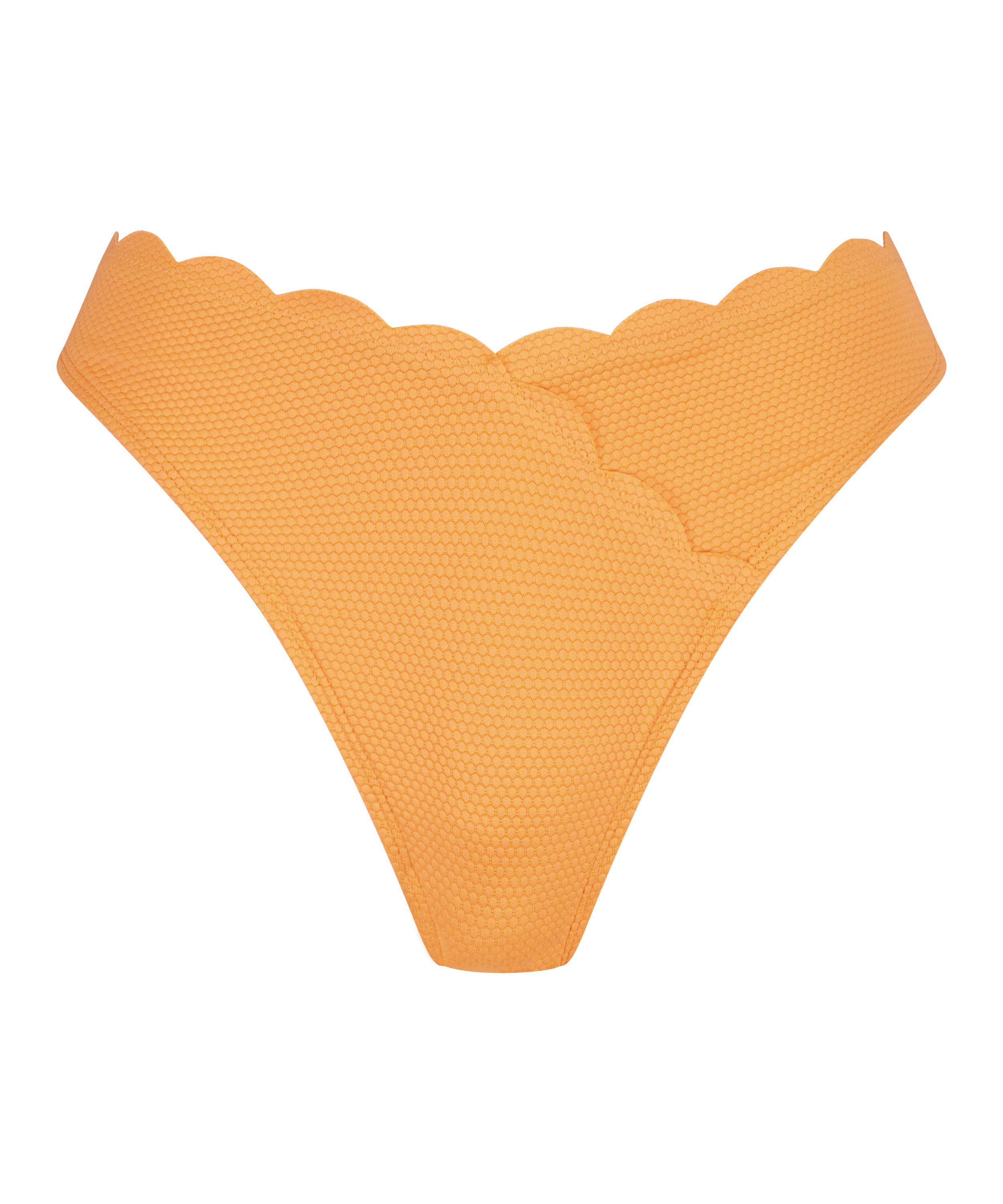 Hoch ausgeschnittener Bikini-Slip Scallop, Orange, main