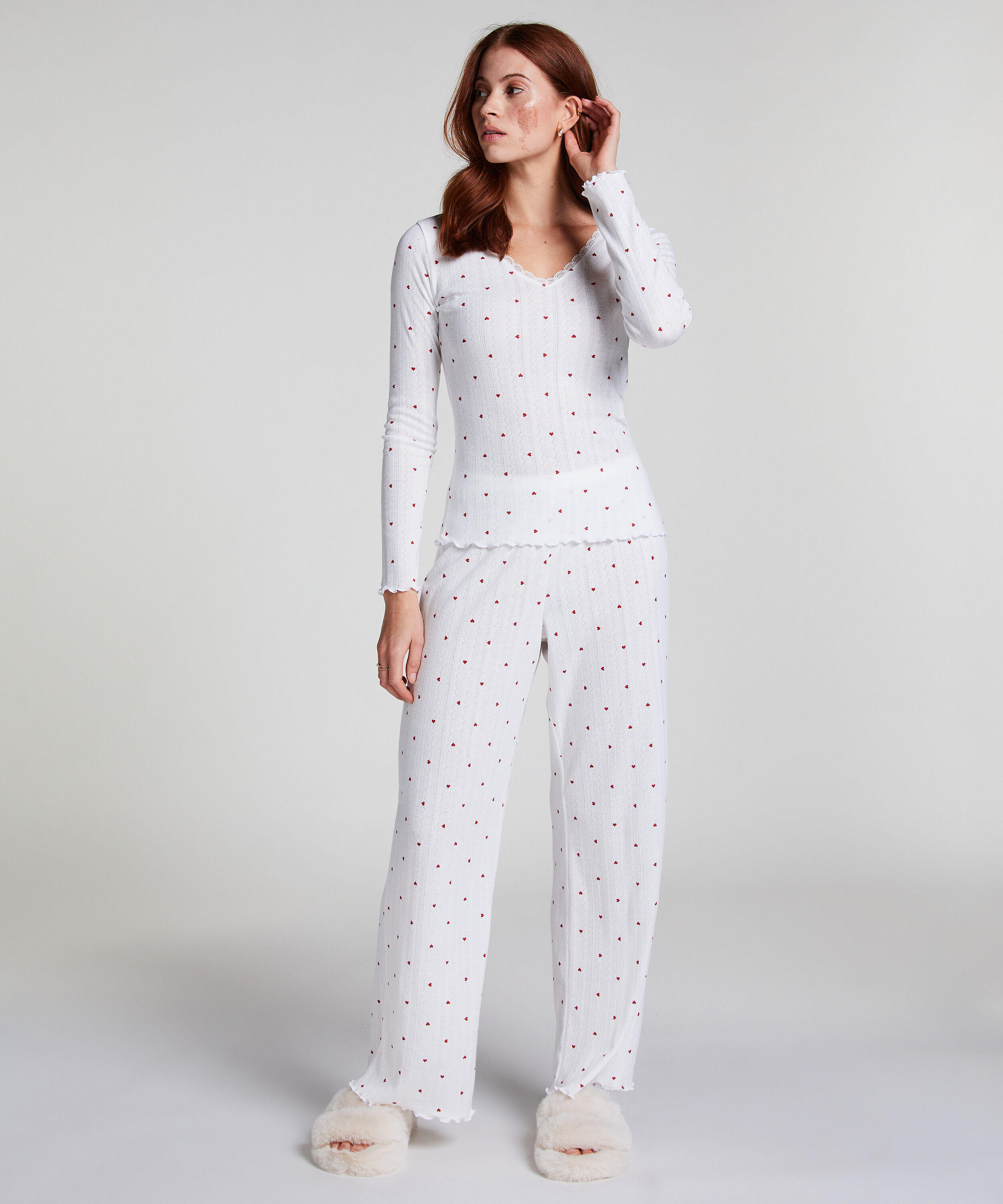 Pyjamahosen Pointelle, Weiß Pyjamahosen Pointelle, Weiß