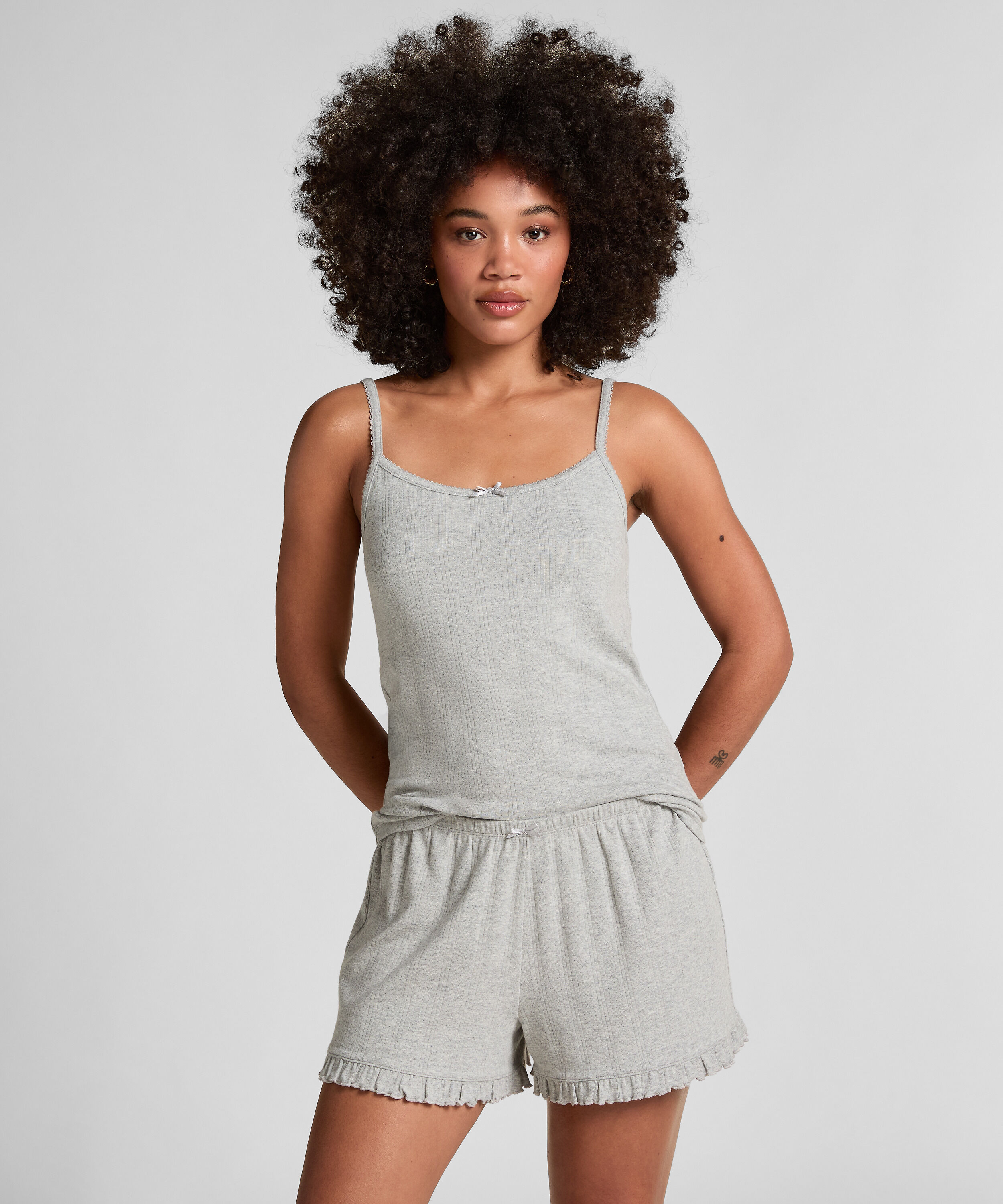 Pointelle-Shorts, Grau