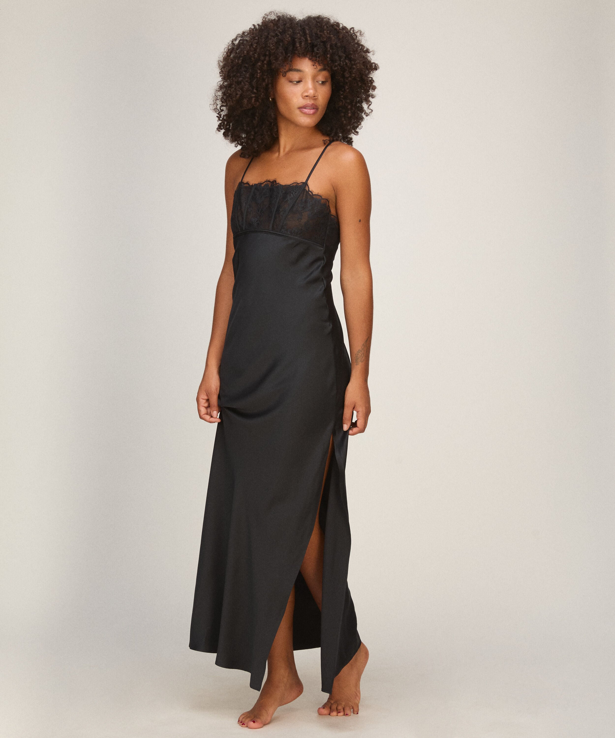 Langes Slipdress Lana, Schwarz