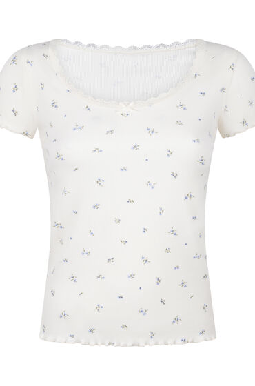 Thumbnail - Hunkemöller Daisy Pyjama-Shirt Weiß