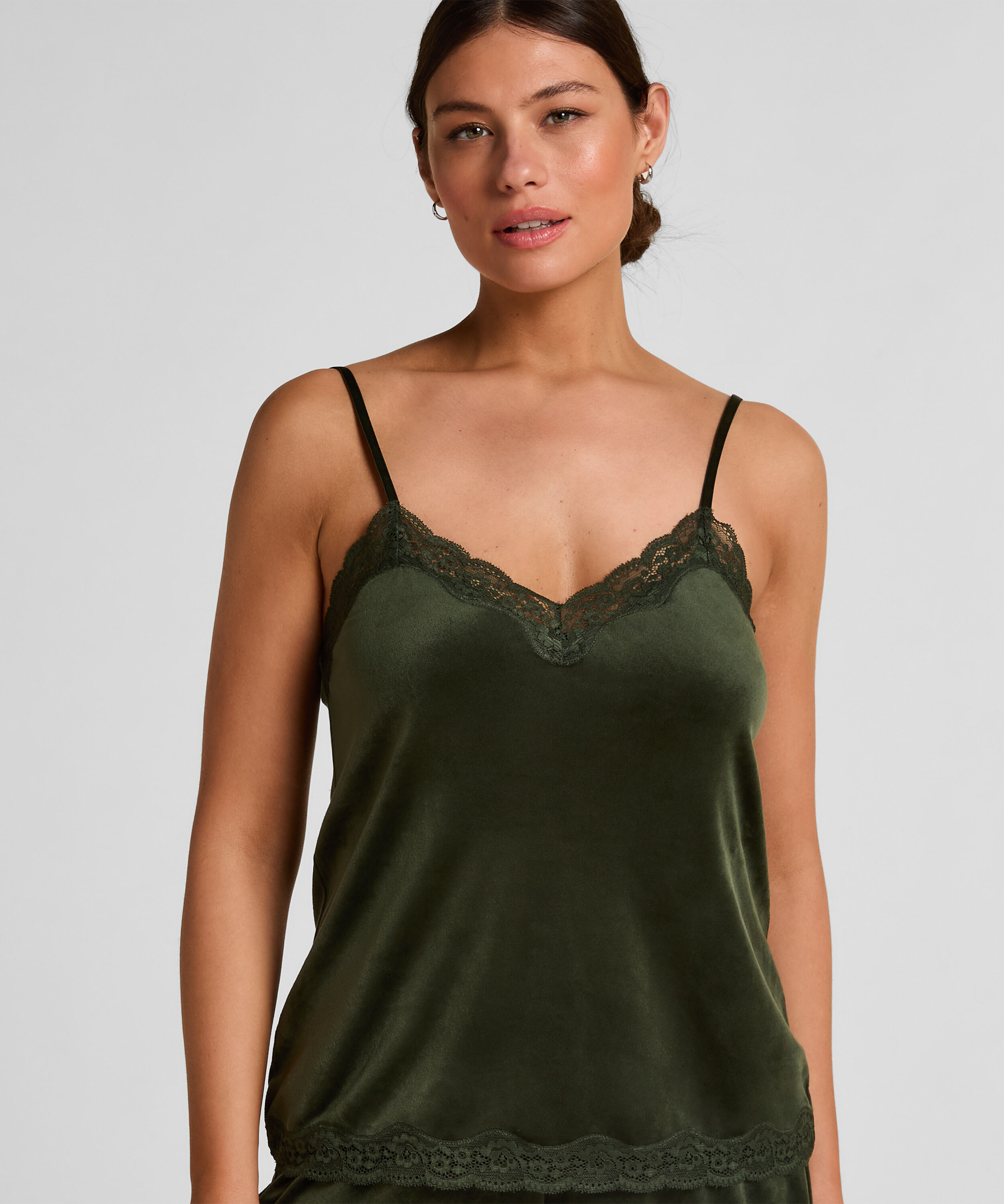 Cami Top Velours Lace, Grün Cami Top Velours Lace, Grün