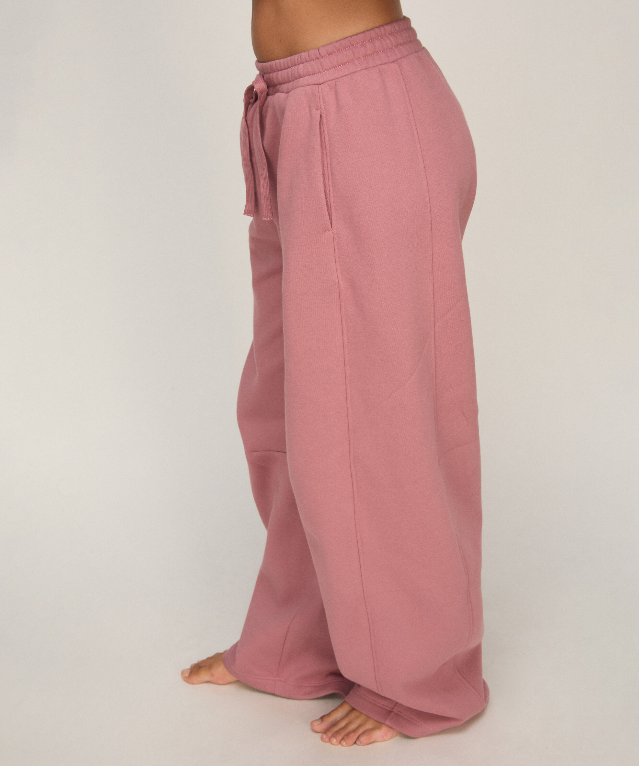Barrel-Hose aus angerautem Sweatstoff, Rosa