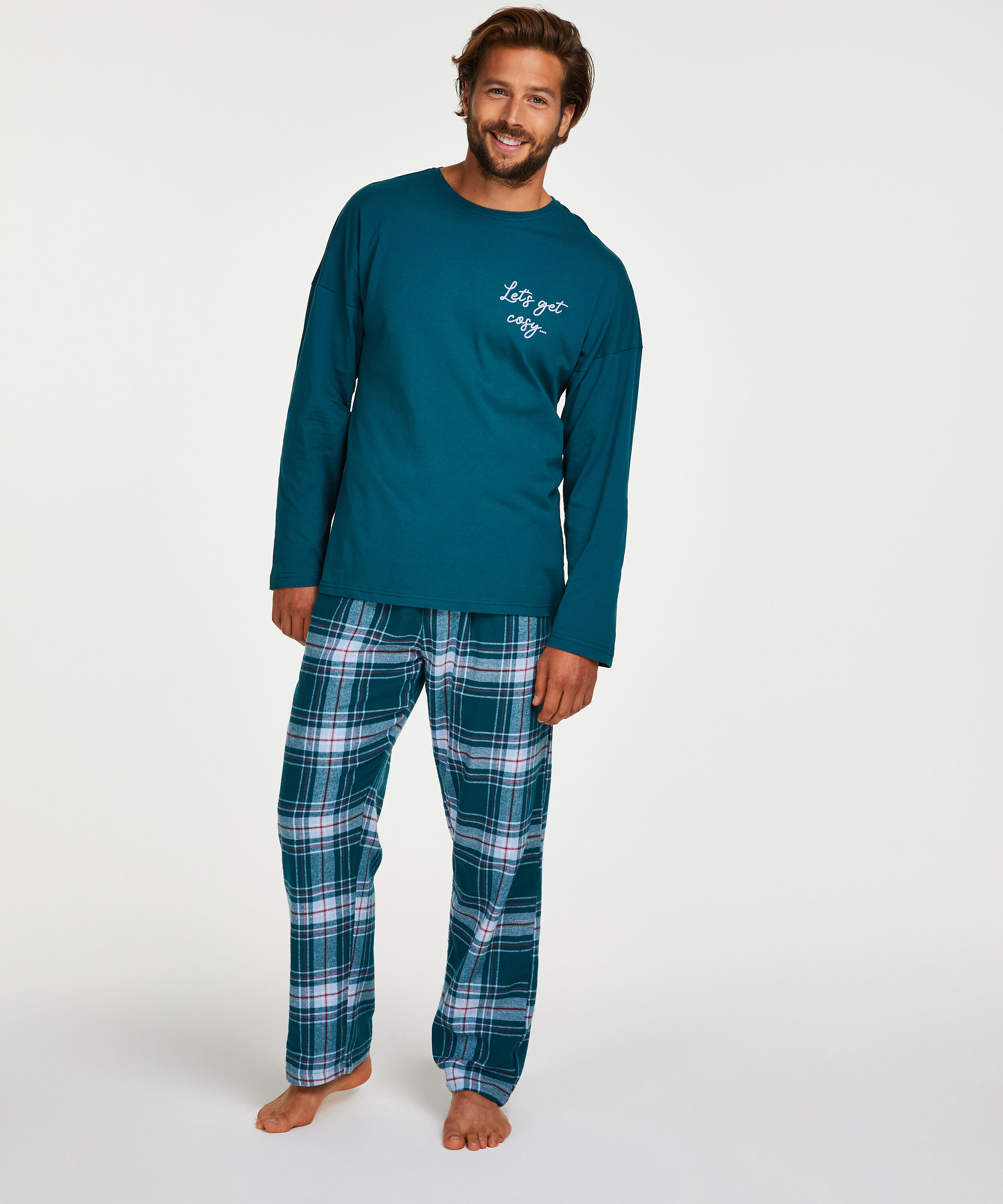 Hosen Lounge Pyjama Mann Blau Größe XXL Lelo 