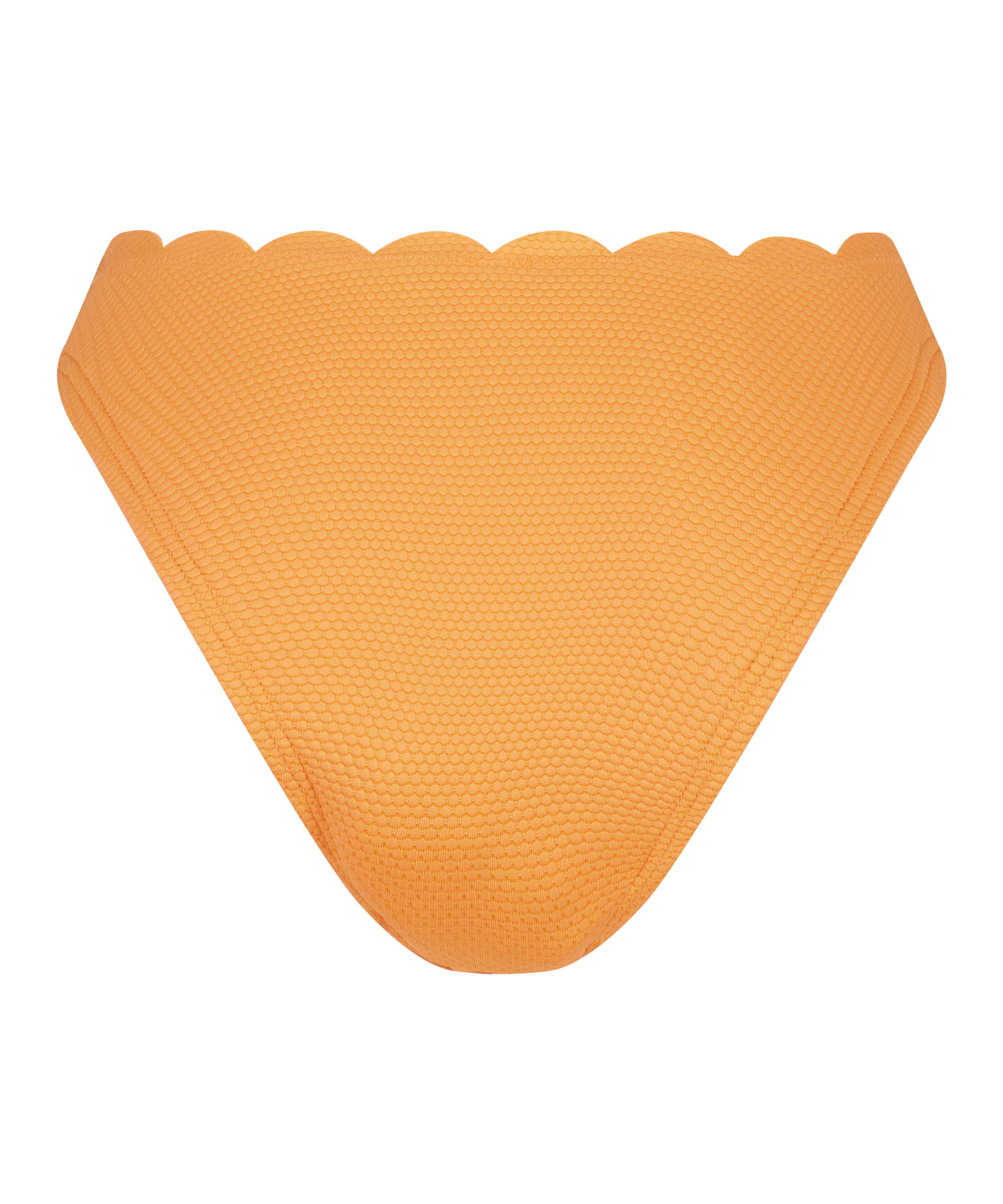 Hoch ausgeschnittener Bikini-Slip Scallop, Orange, main