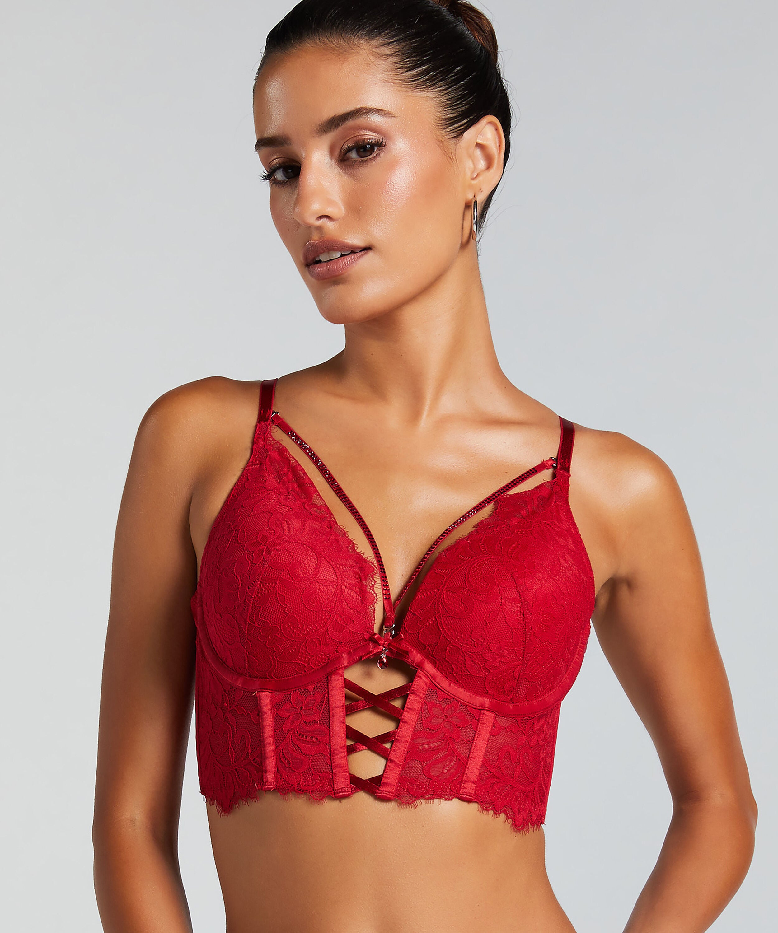Vorgeformter Longline-Push-up-Bügel-BH Charlotta, Rot