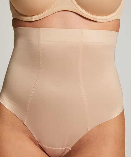 Formender Scuba-Tanga mit hoher Taille, Beige