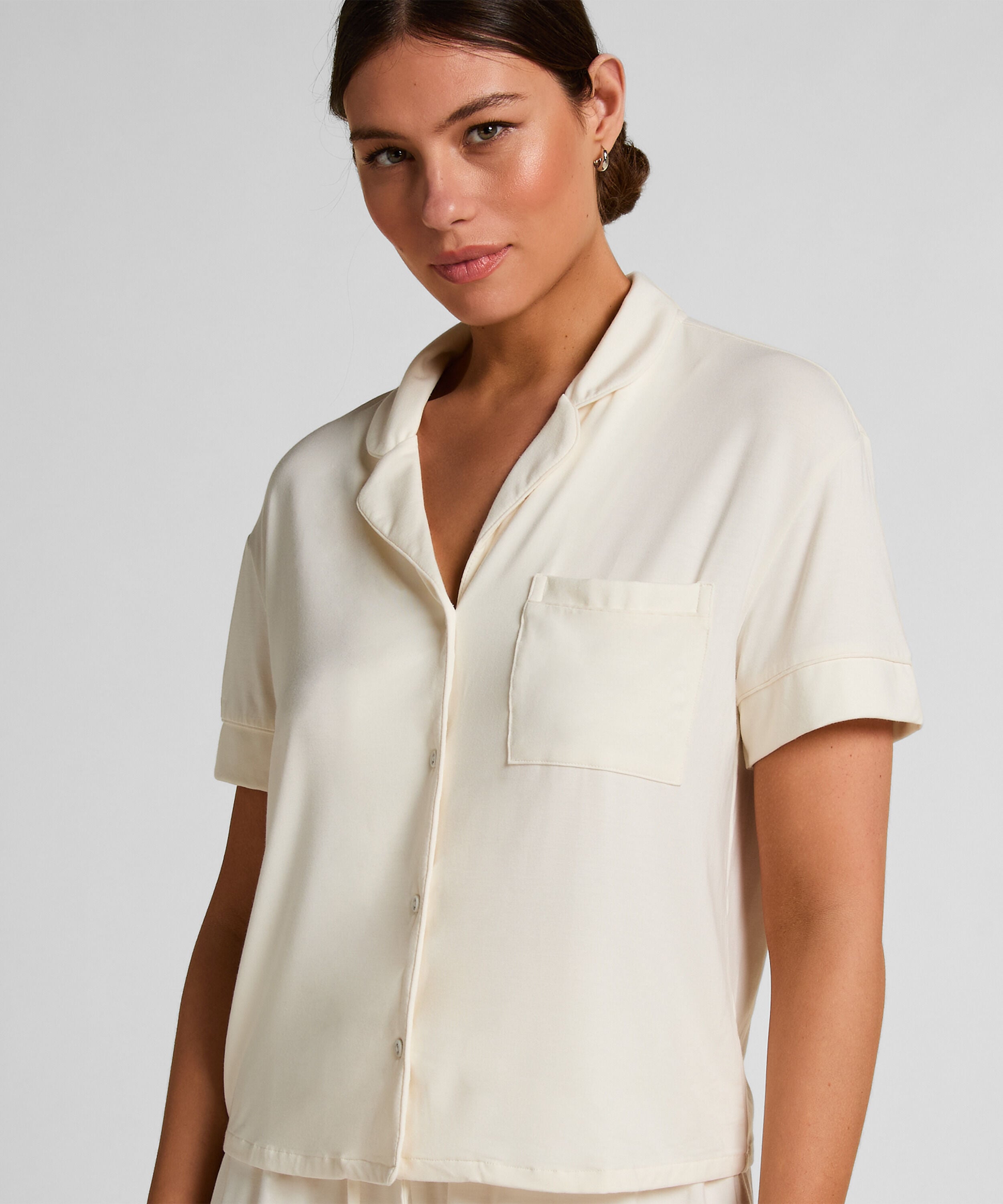 Pyjama Jacke Jersey Essential, Weiß