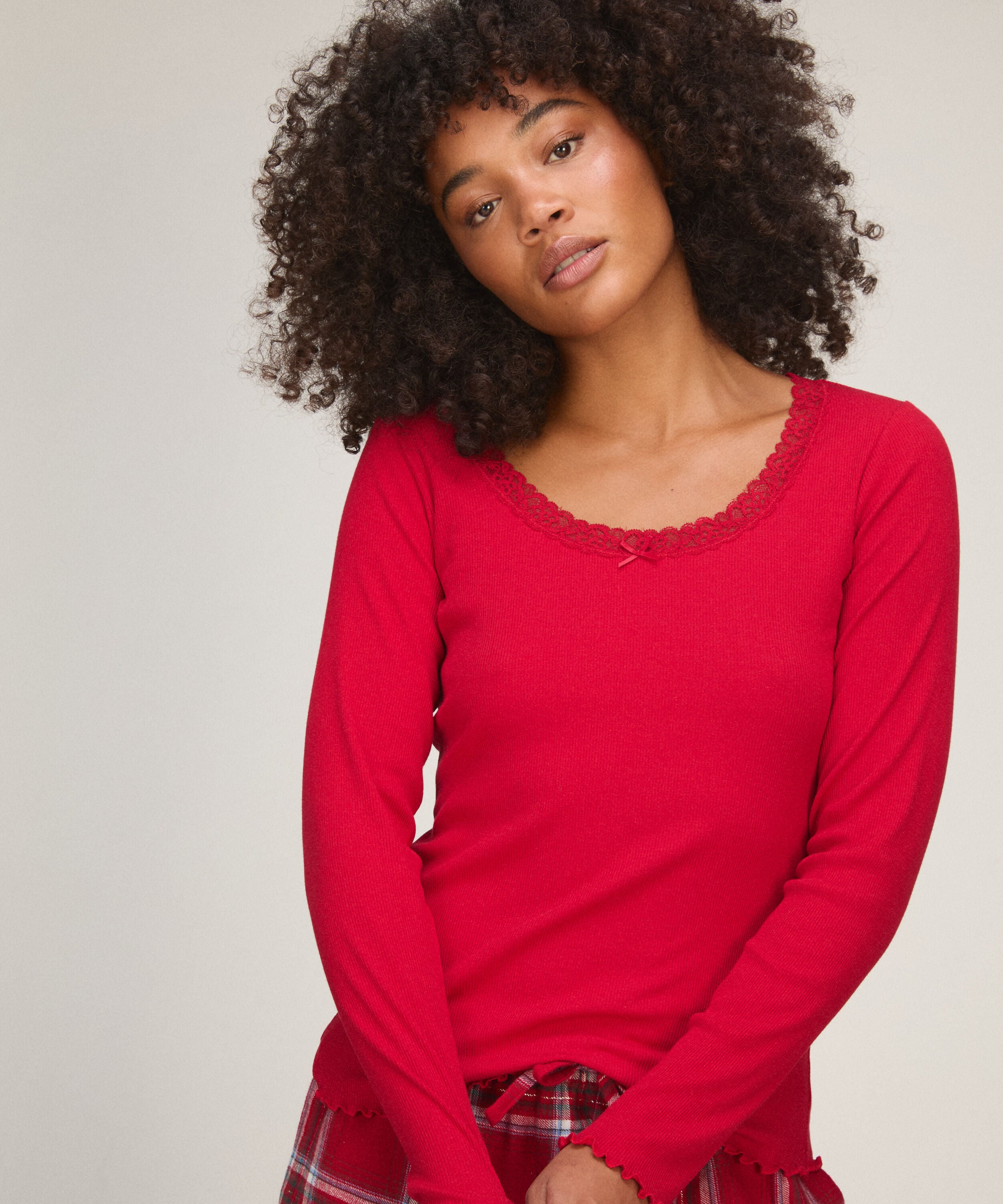 Jersey Top mit Spitze