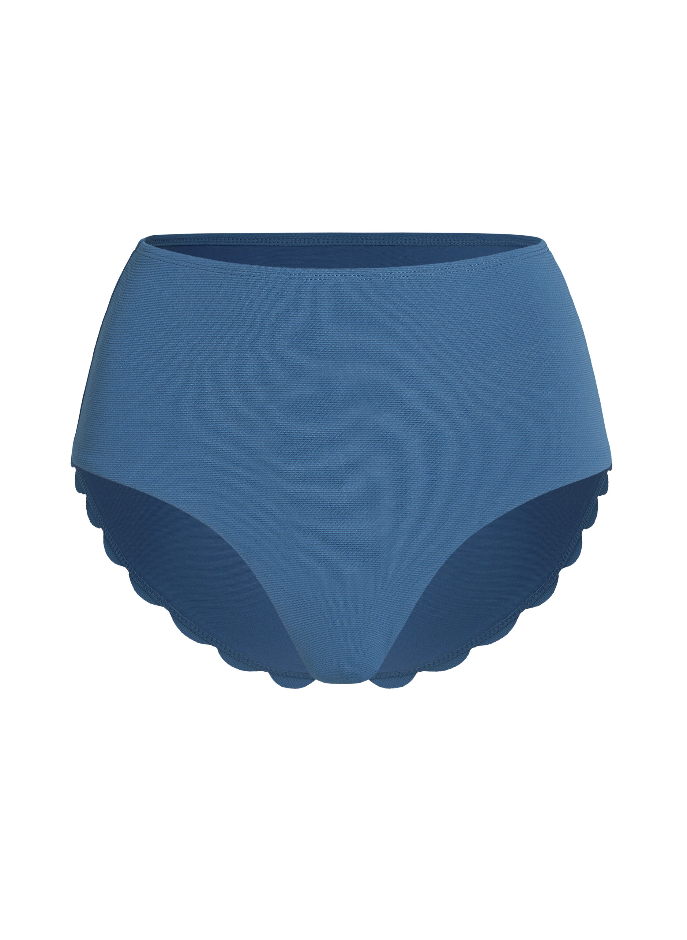 Scallop High-Waist Rio-Bikini-Unterteil, Blau Scallop High-Waist Rio-Bikini-Unterteil, Blau