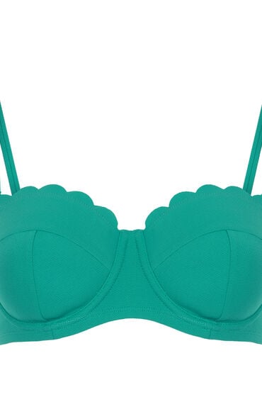 Thumbnail - Hunkemöller Gepolstertes trägerloses Bikinioberteil mit Bügel Scallop Cup E + Grün