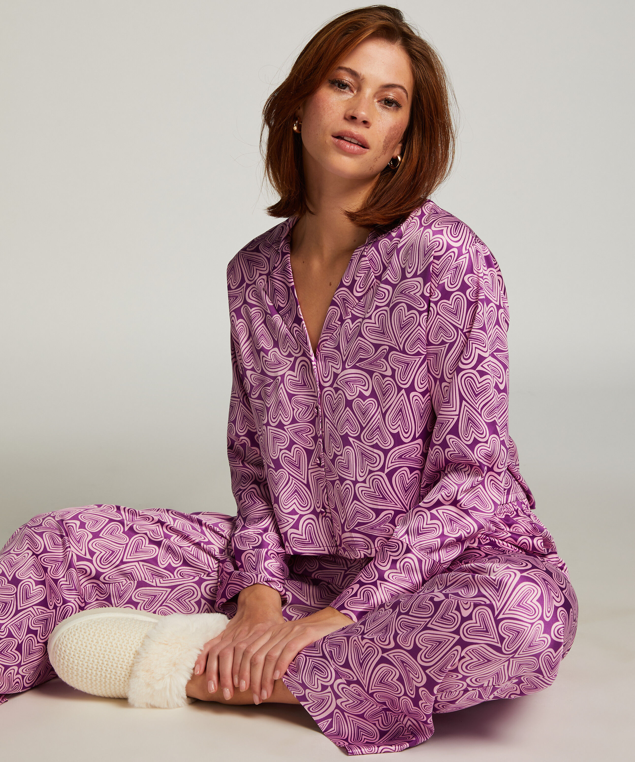 Langarmjacke Satin, Lila Langarmjacke Satin, Lila