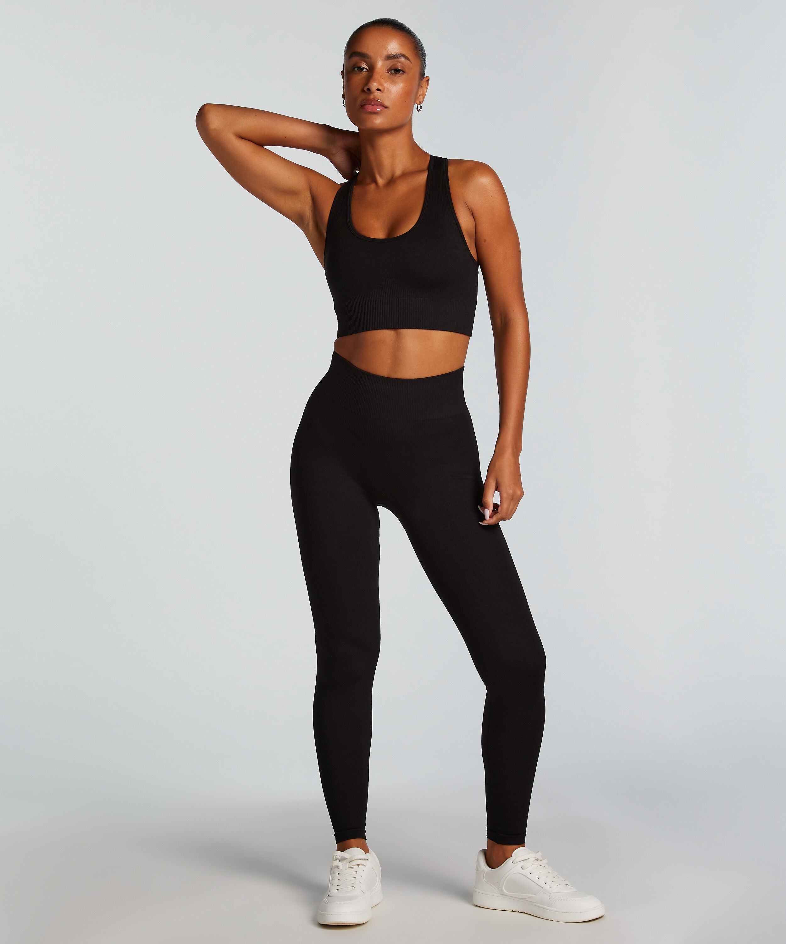 HKMX High Waisted nahtlose Sportleggings, Schwarz