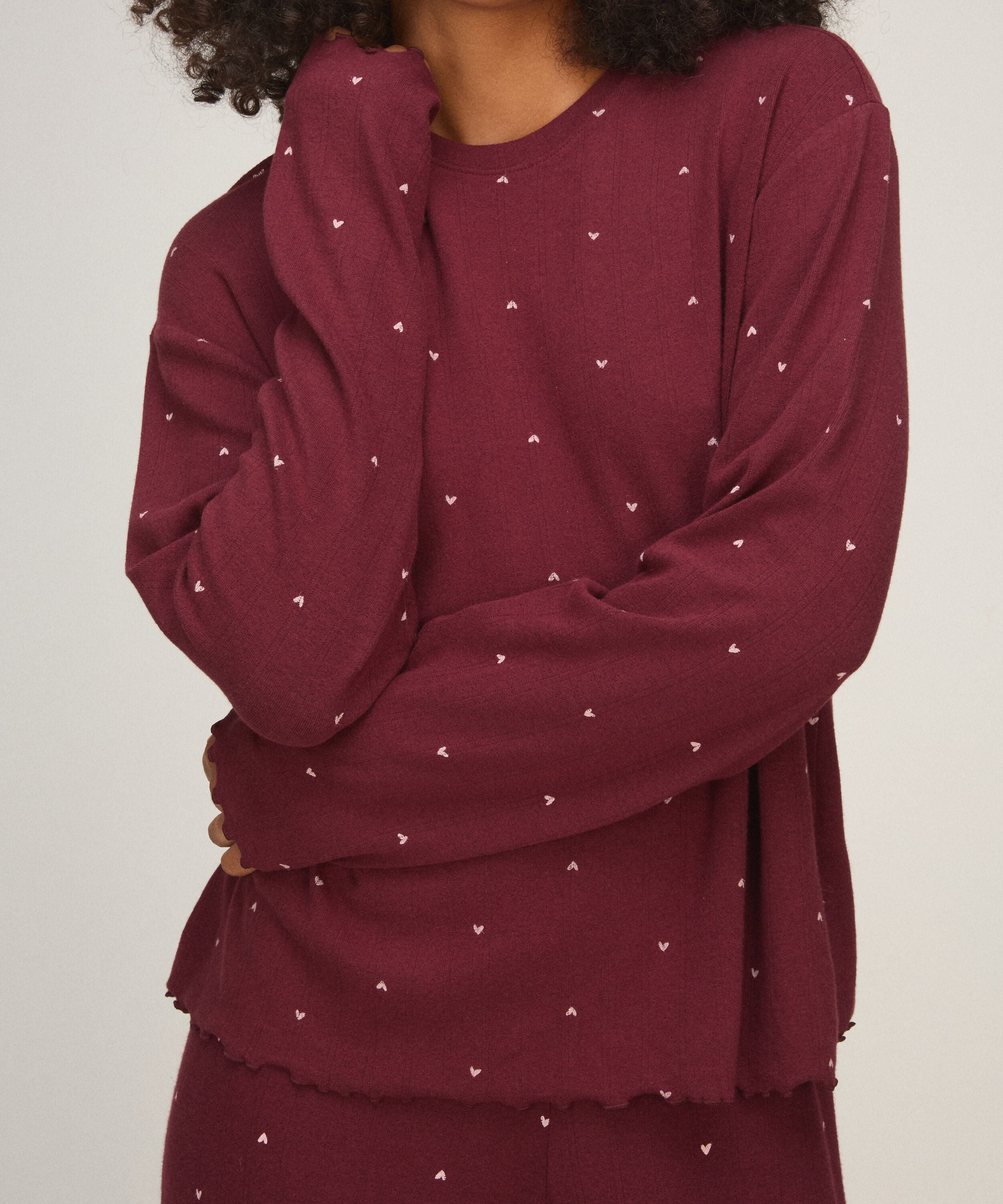 Pyjama Top Loose Pointelle, Lila Pyjama Top Loose Pointelle, Lila