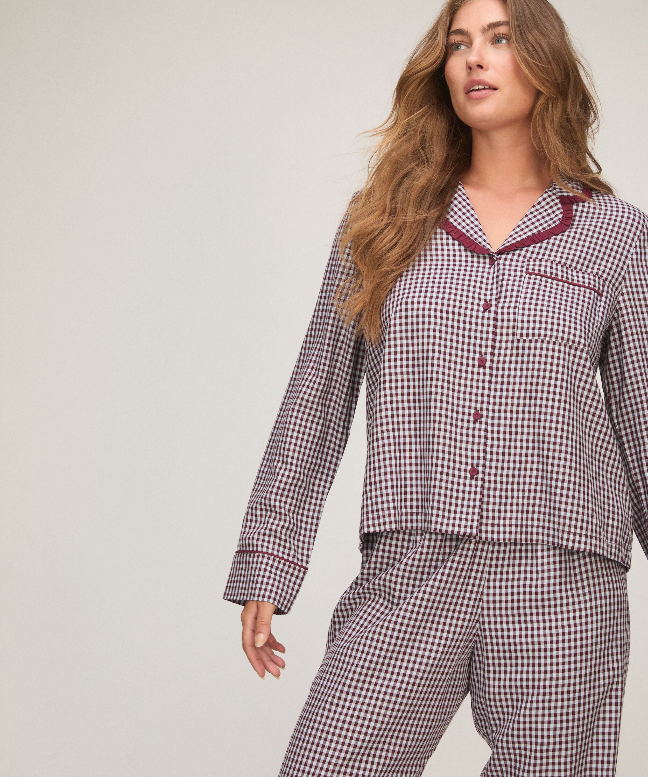 Pyjama Set Poplin Ruffle, Lila Pyjama Set Poplin Ruffle, Lila