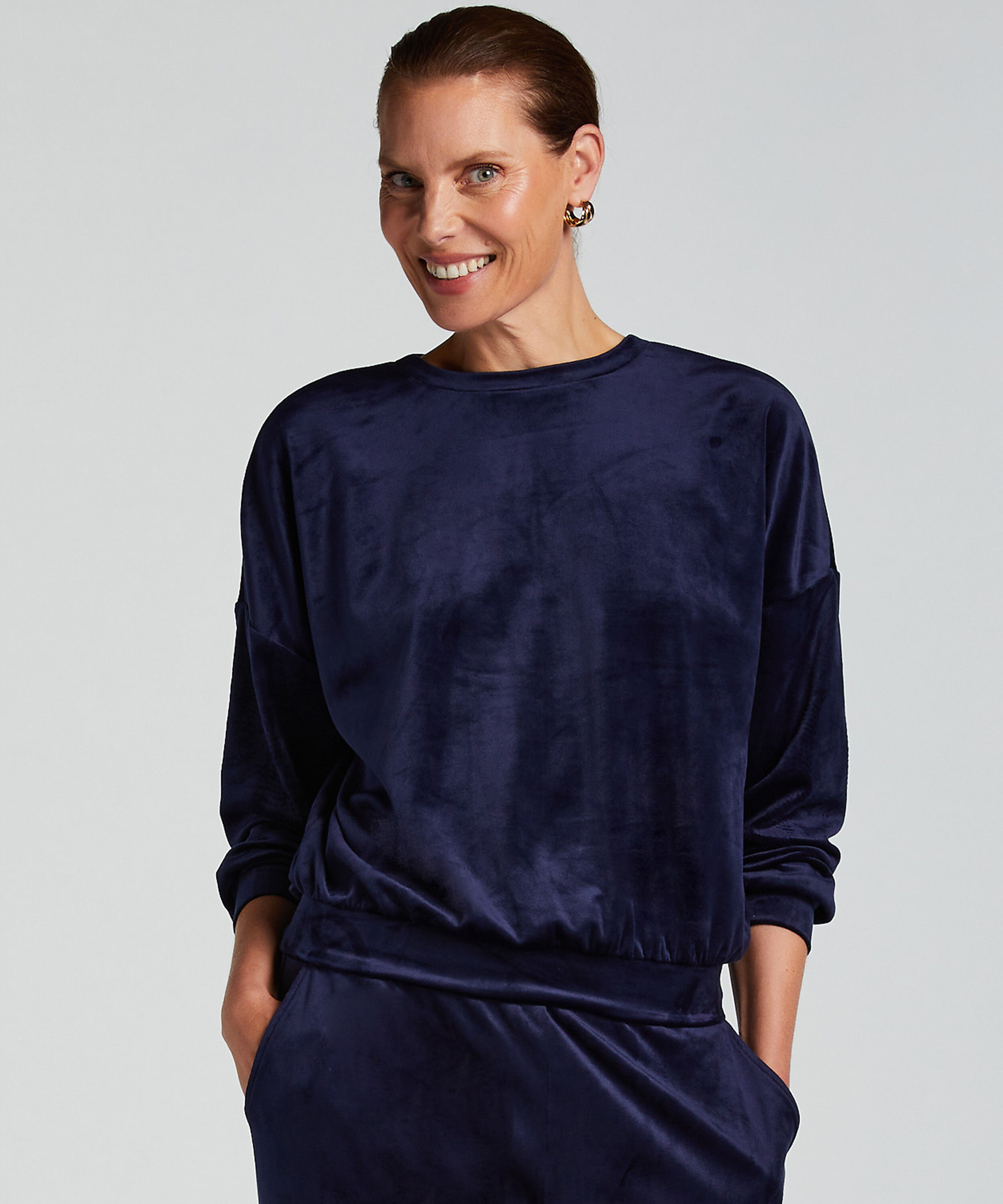Velours Top, Blau Velours Top, Blau