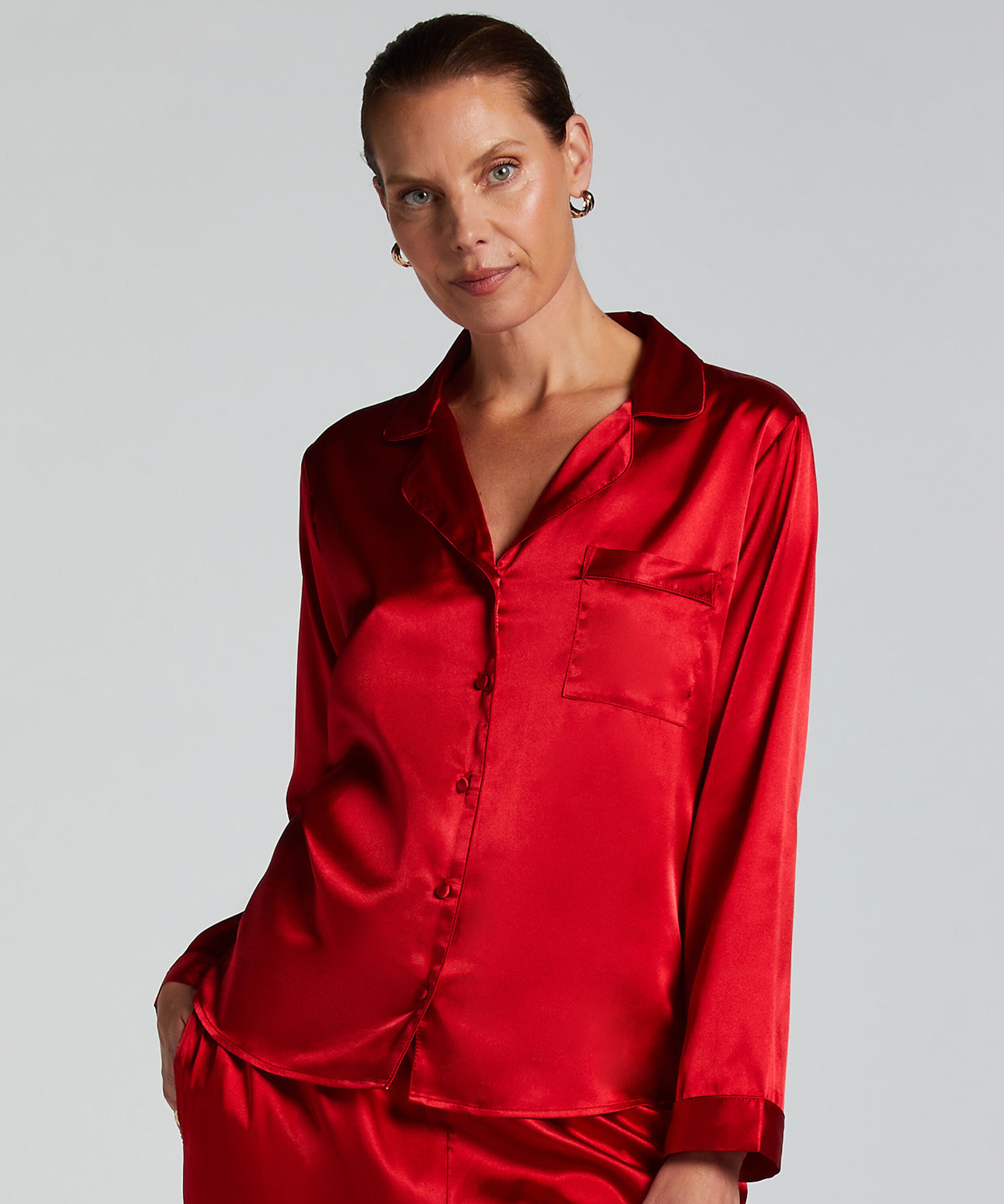 Langarmjacke Satin, Rot