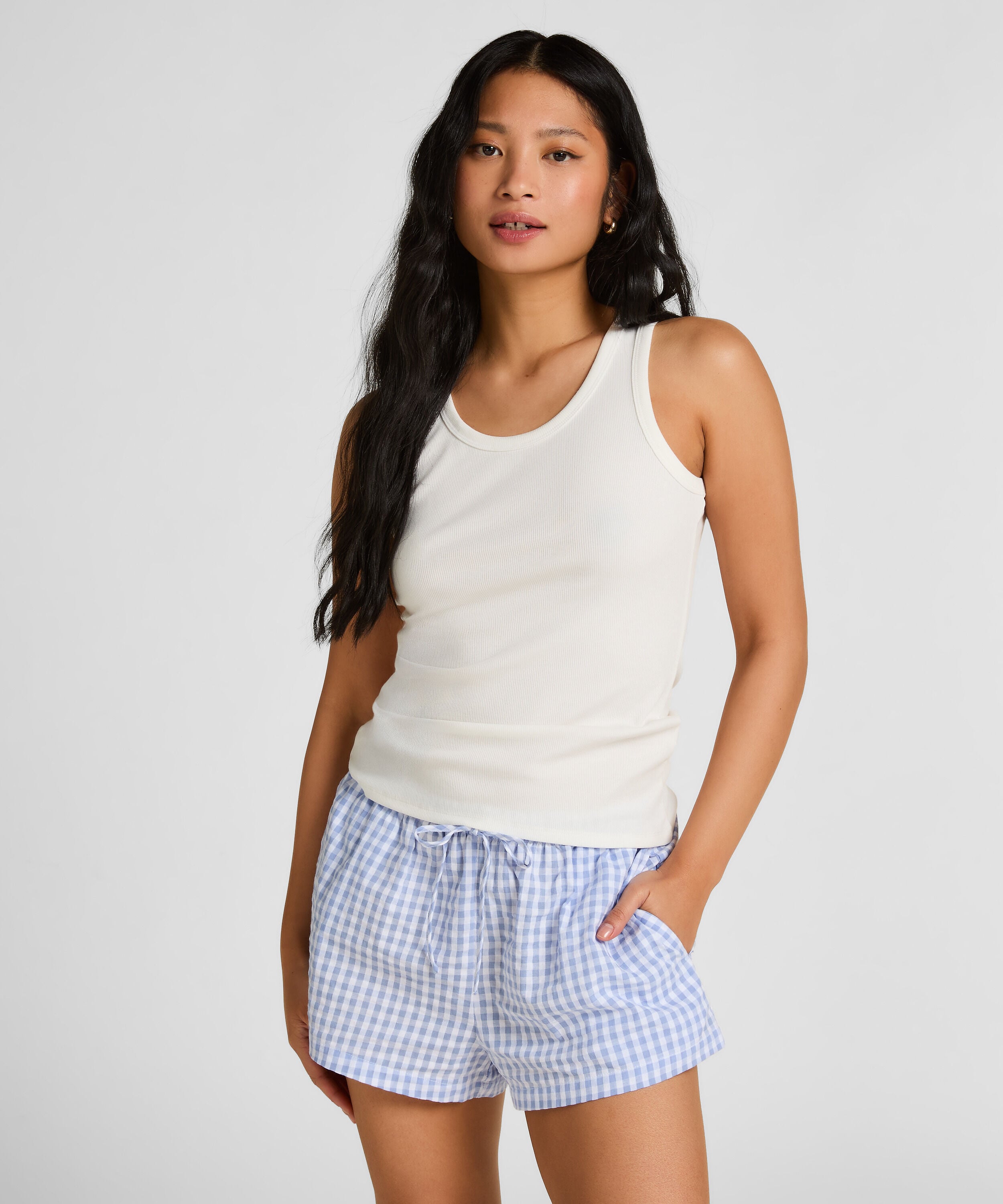 Shorts Seersucker, Blau Shorts Seersucker, Blau