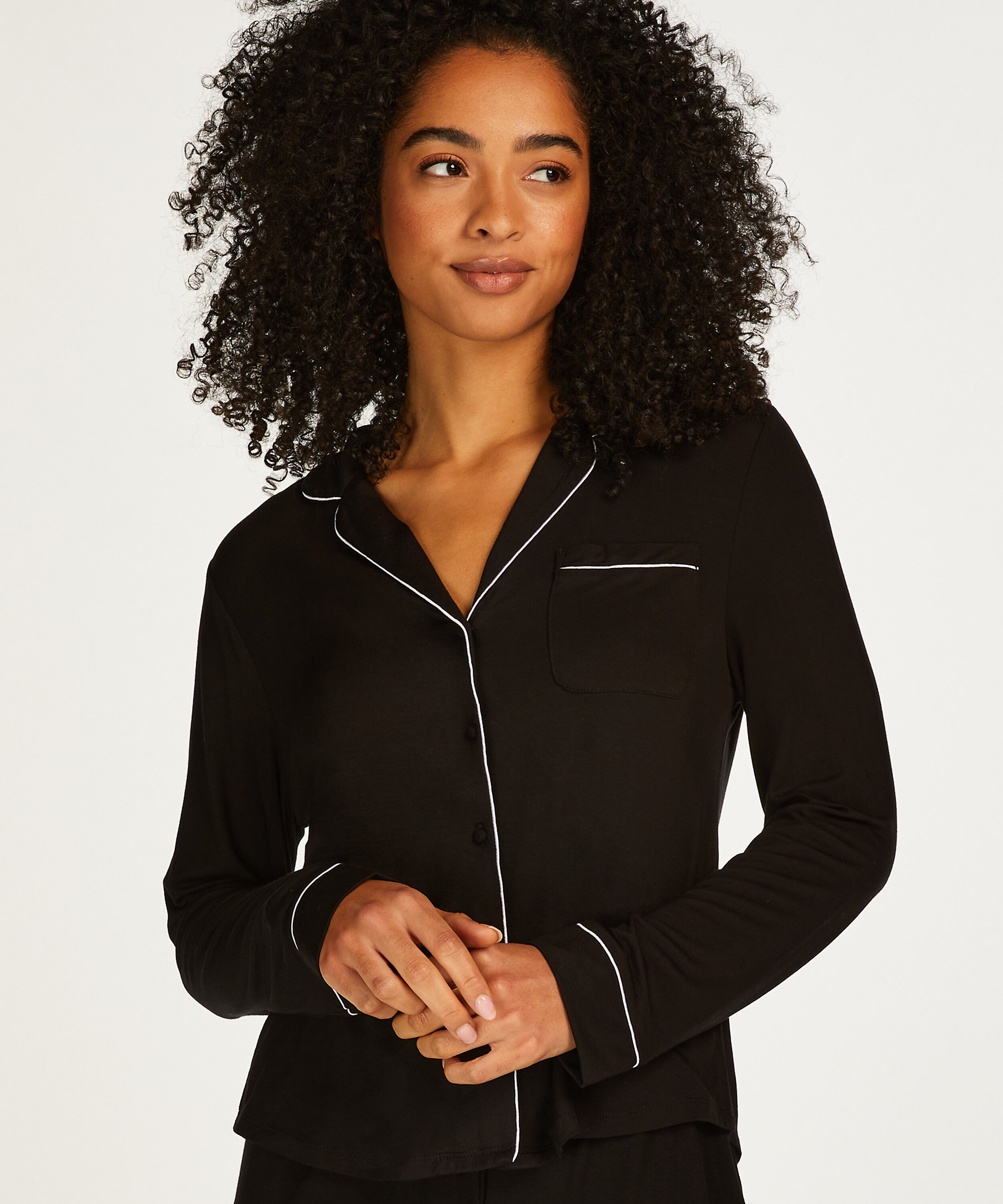 Langärmelige Jersey-Jacke Essential, Schwarz Langärmelige Jersey-Jacke Essential, Schwarz