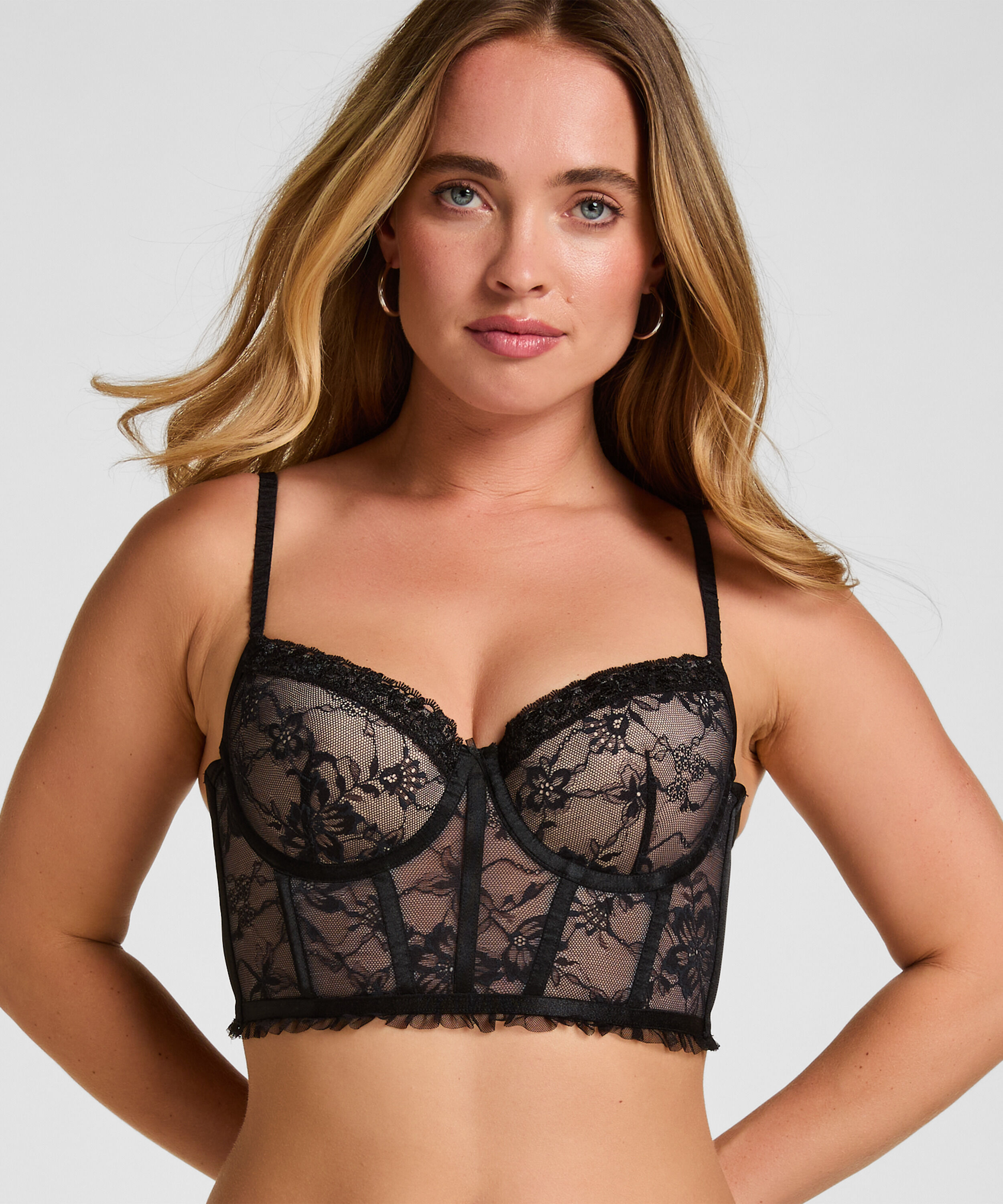 Longline-BH mit Bügel und Polsterung Felicity, Schwarz