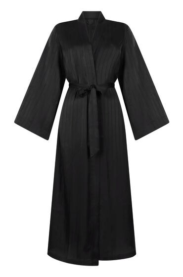 Thumbnail - Hunkemöller Satin-Kimono mit Nadelstreifen Schwarz