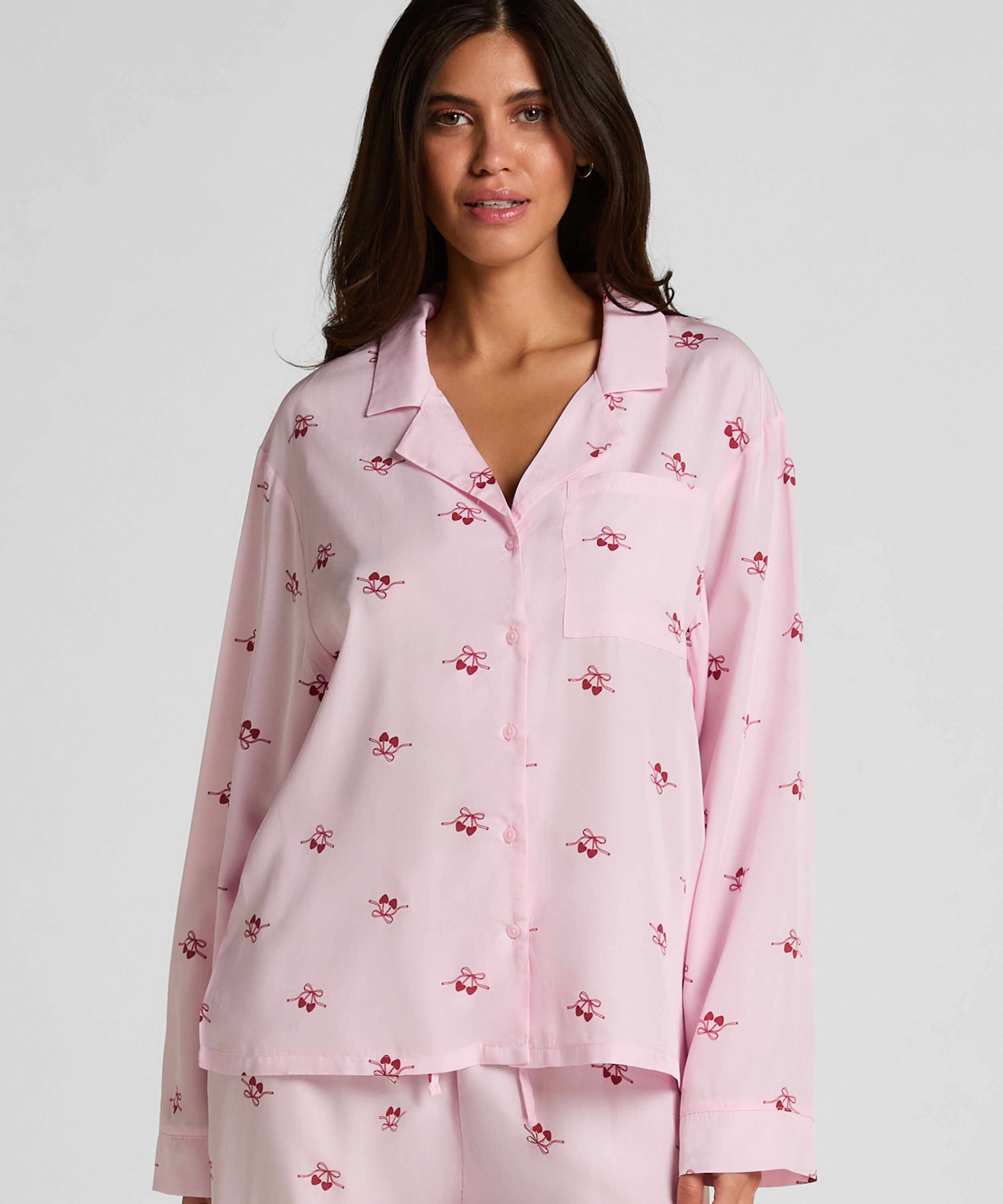 Gewebte Jacke mit Kirschen, Rosa