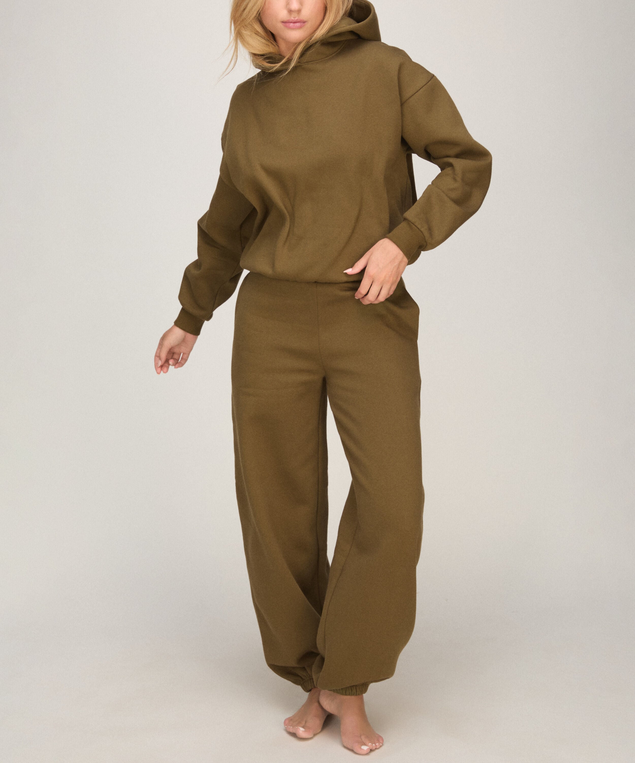 Jogginghose aus Angerautem Sweat, Grün Jogginghose aus Angerautem Sweat, Grün