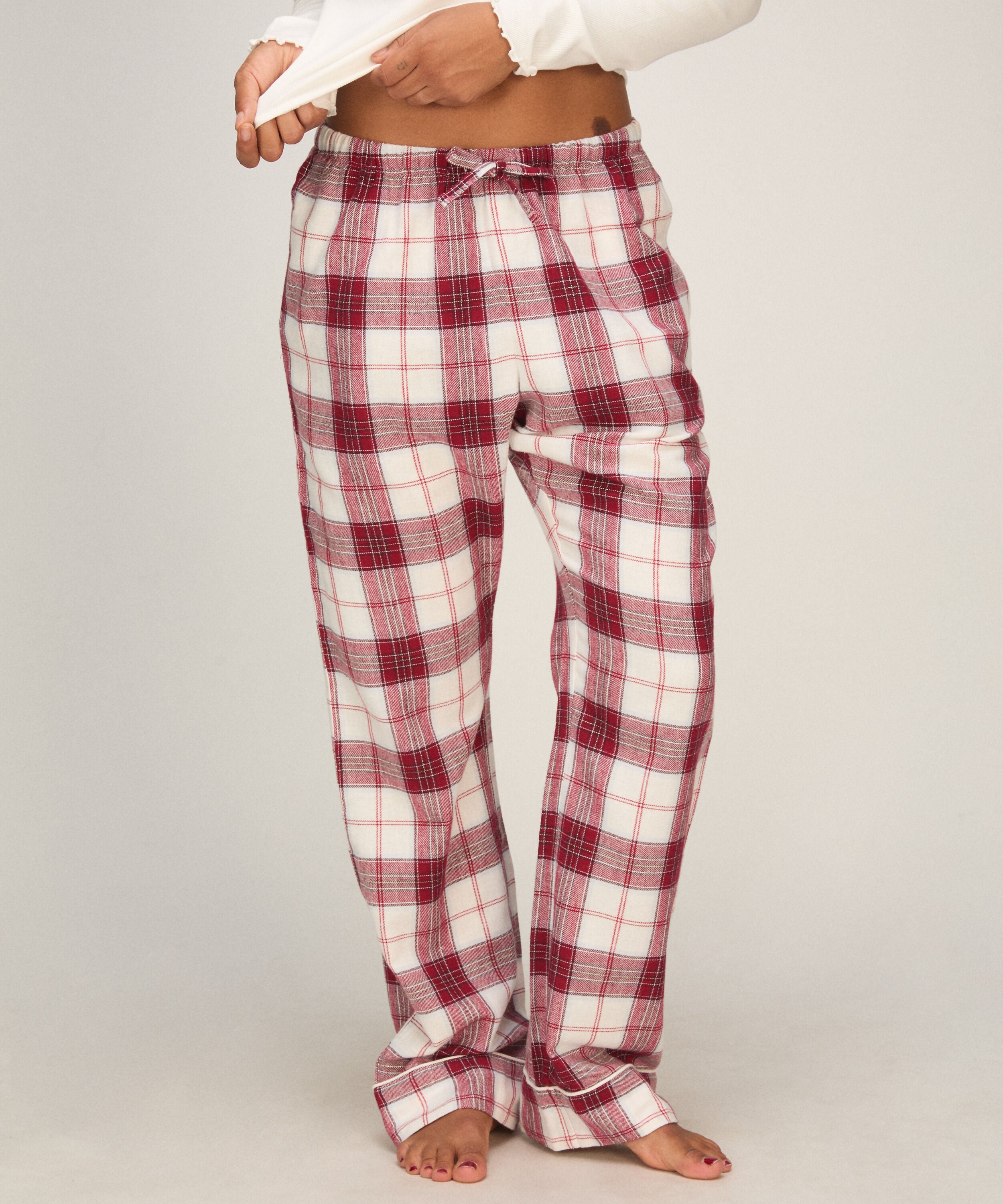 Petite Pyjamahose Flanell, Weiß Petite Pyjamahose Flanell, Weiß