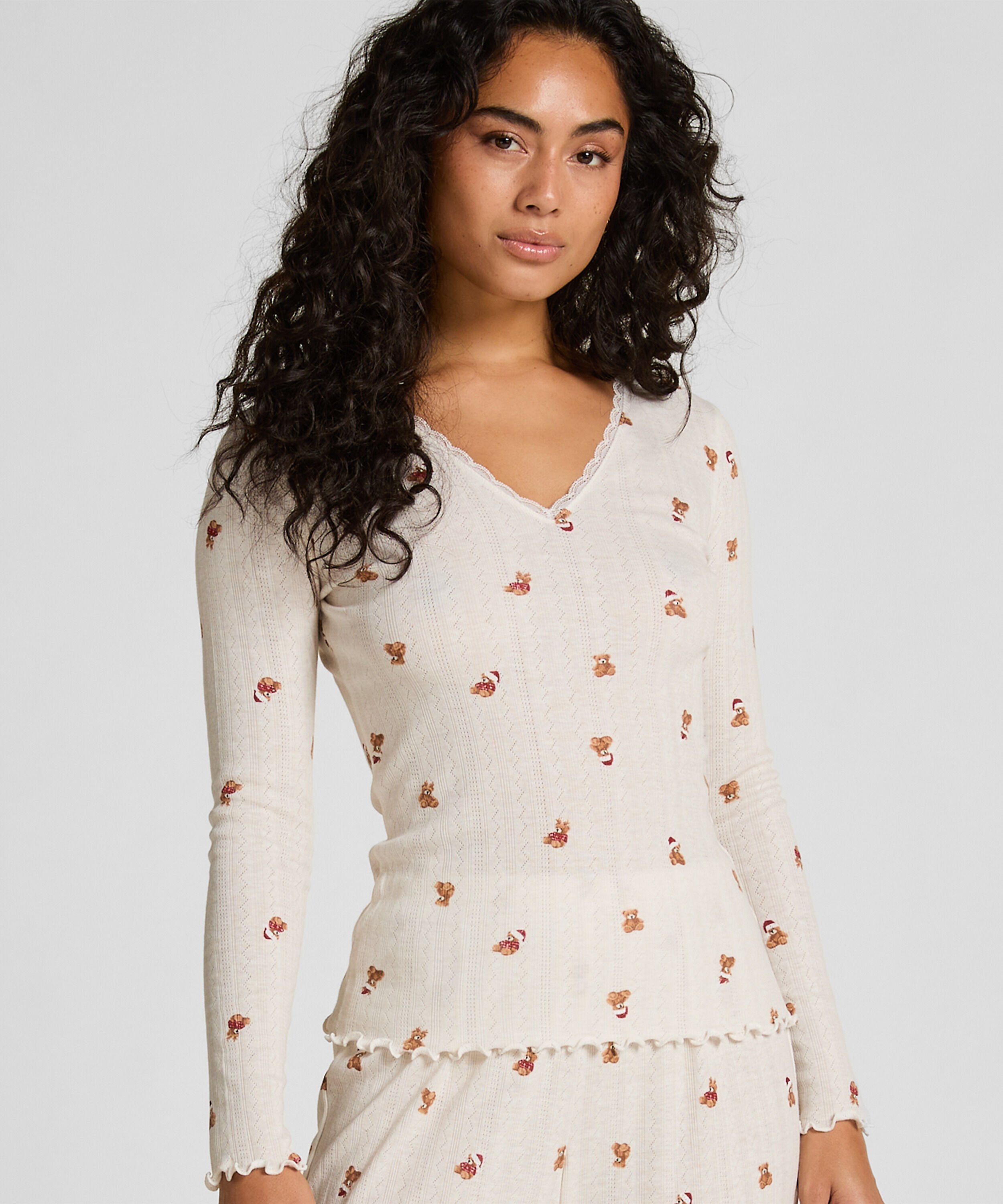 Pyjamatop Pointelle, Weiß Pyjamatop Pointelle, Weiß