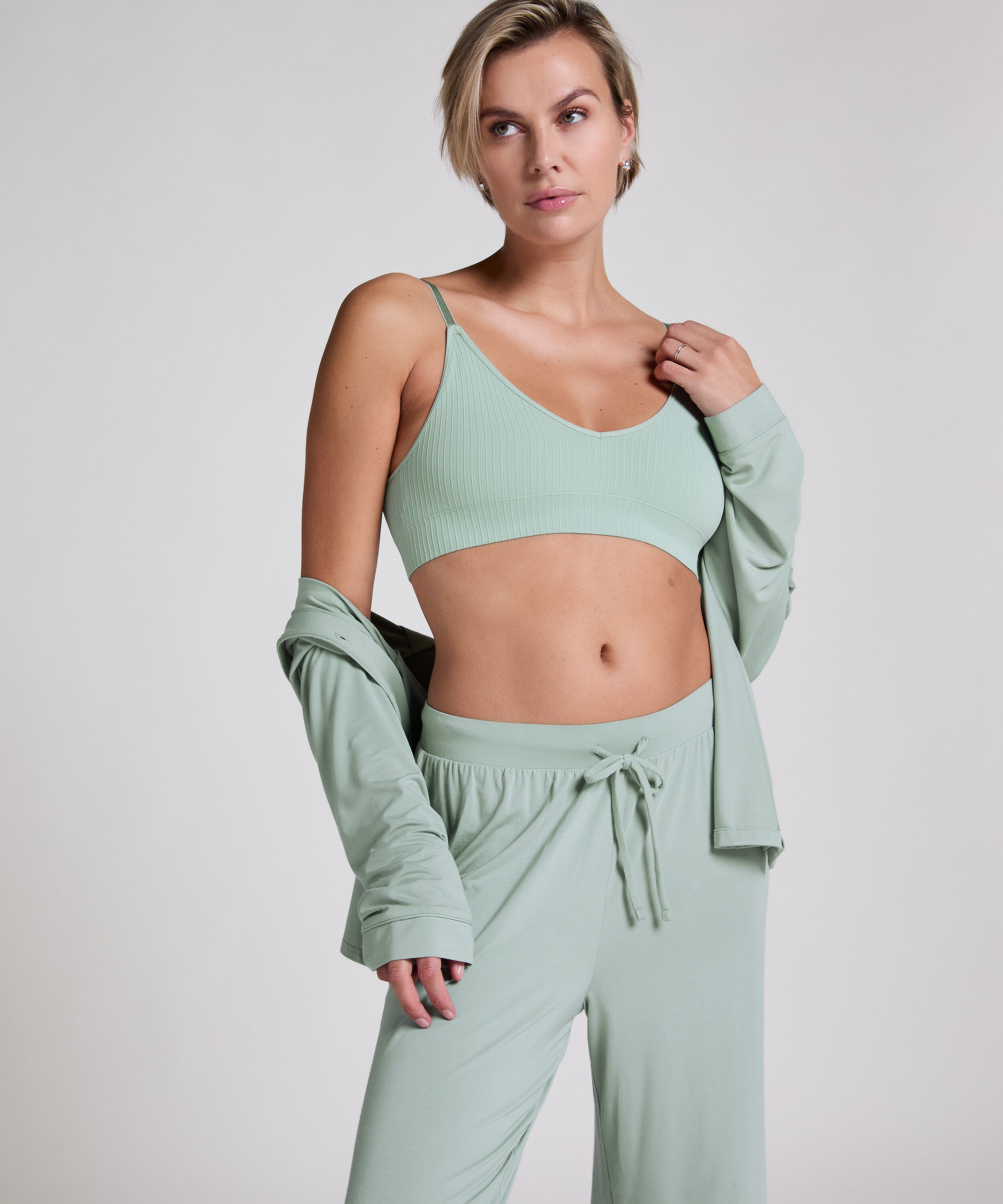 Langärmelige Jersey-Jacke Essential, Grün
