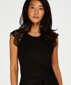 Singlet Jersey Lace, Schwarz