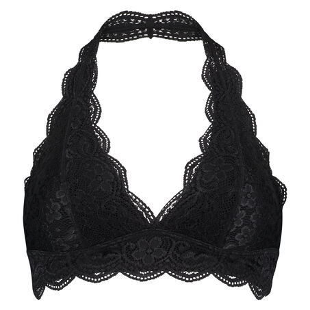 Bralette Halter Lace, Schwarz