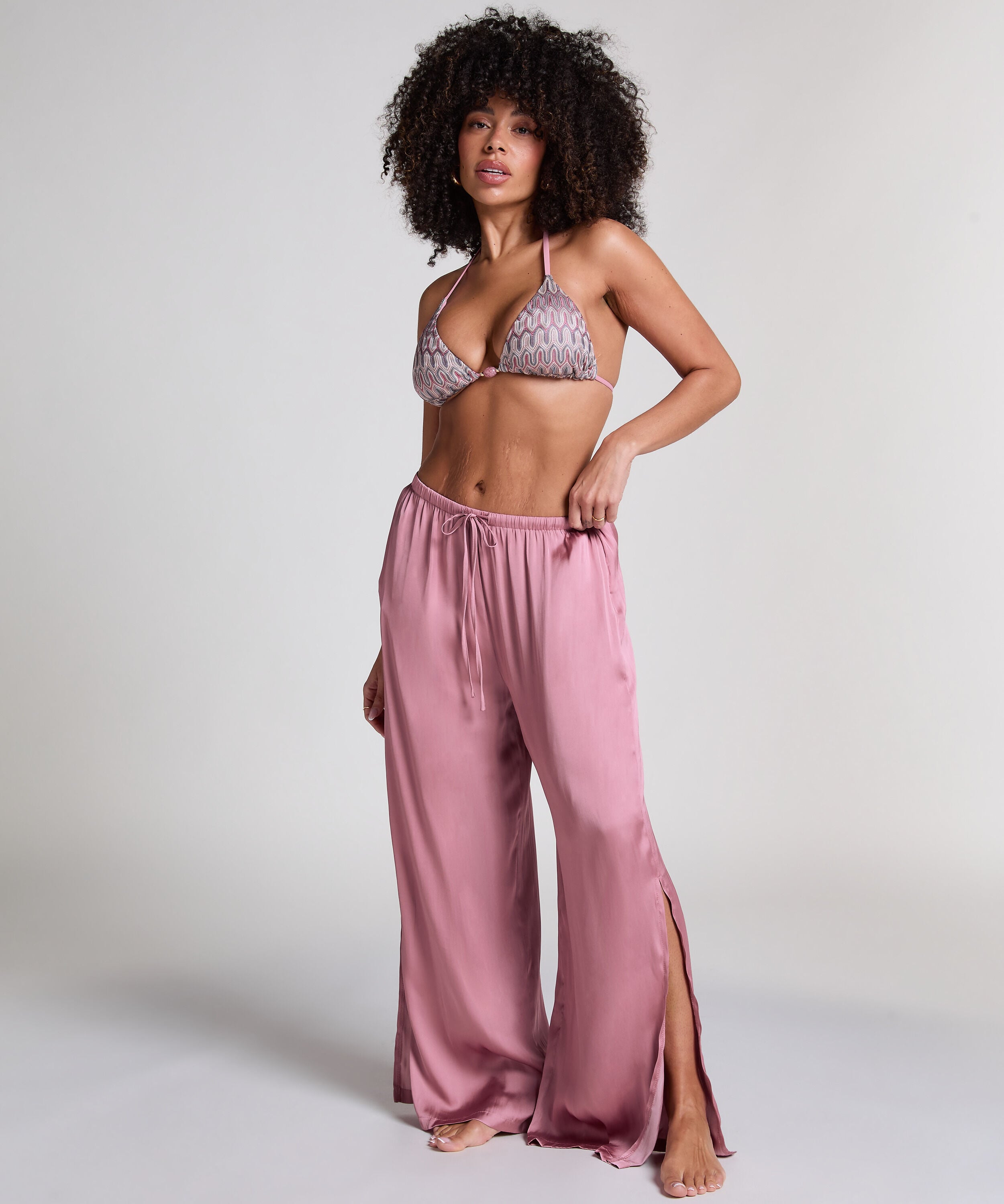 Satin-Strandhose, Rosa