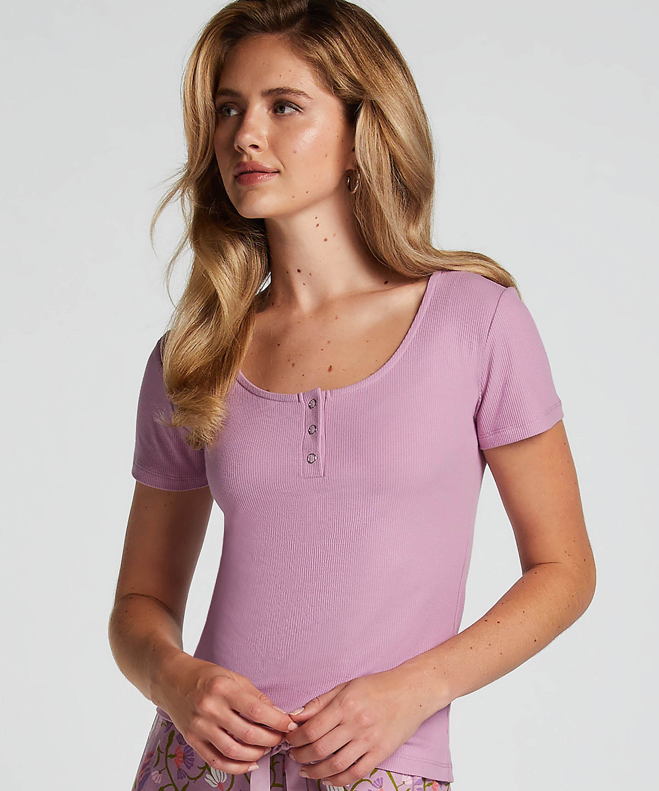 Pyjamatop Henley, Lila Pyjamatop Henley, Lila