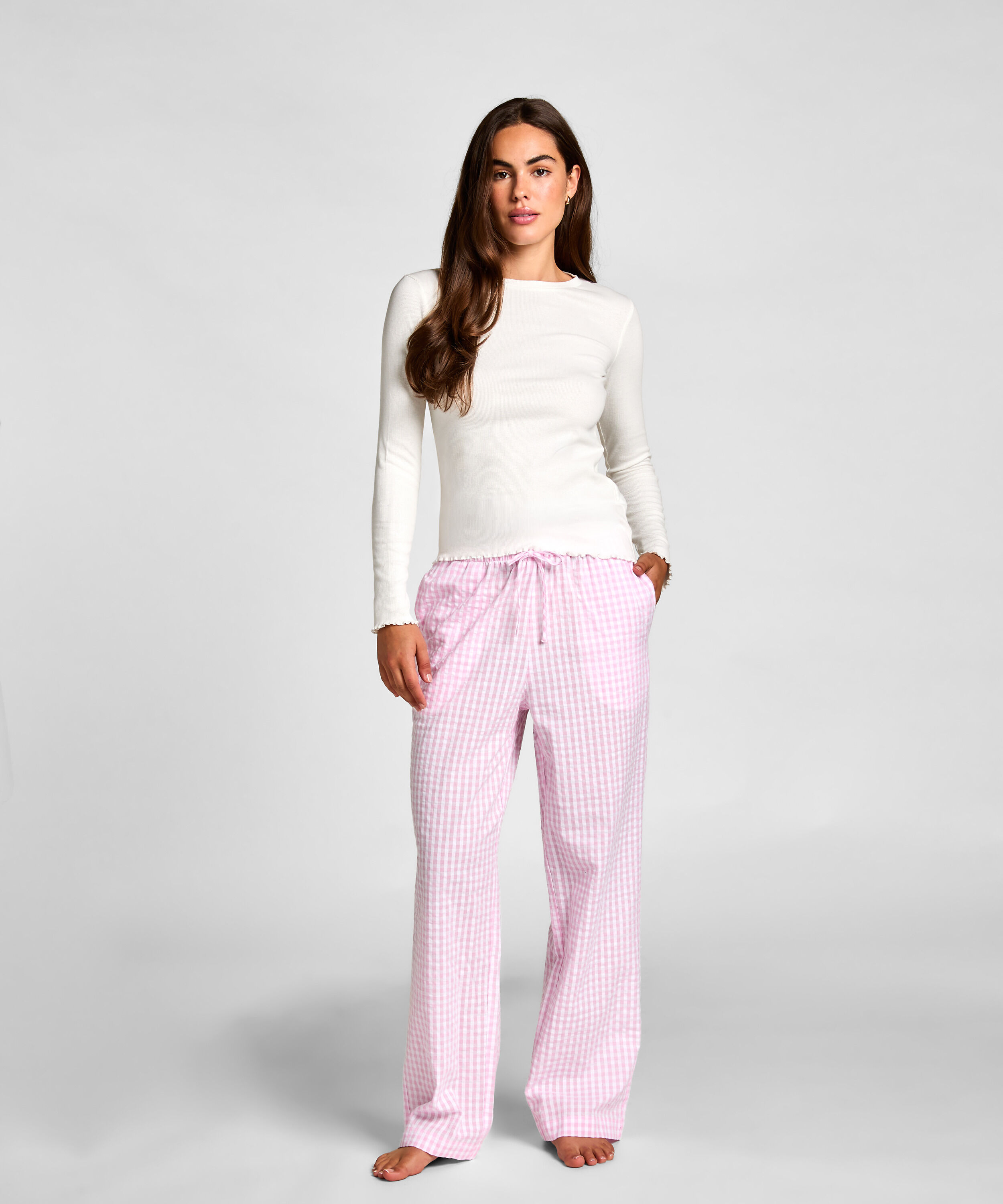 Langärmeliges Pyjamatop, Weiß