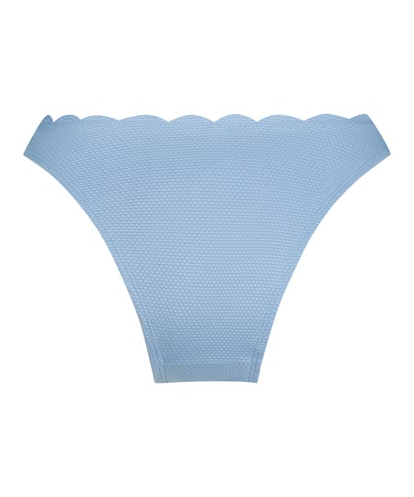 Bikini Slip mit hohem Beinausschnitt Scallop, Blau
