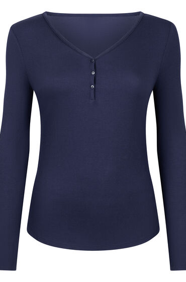 Thumbnail - Hunkemöller Henley-Pyjamatop mit langen Ärmeln Blau