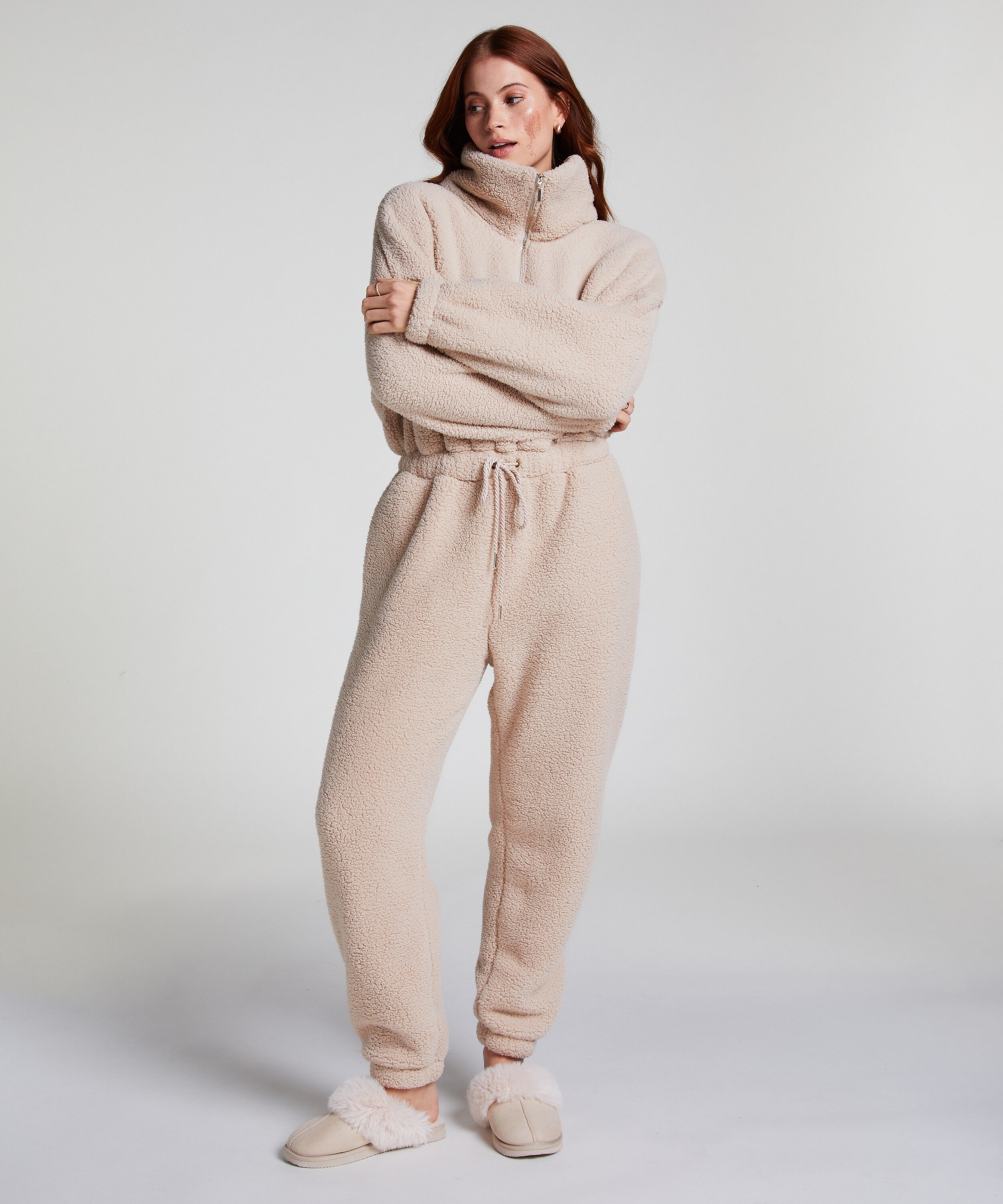Onesie aus Fleece, Beige