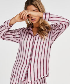 Pyjamatop Woven Striped, Rose