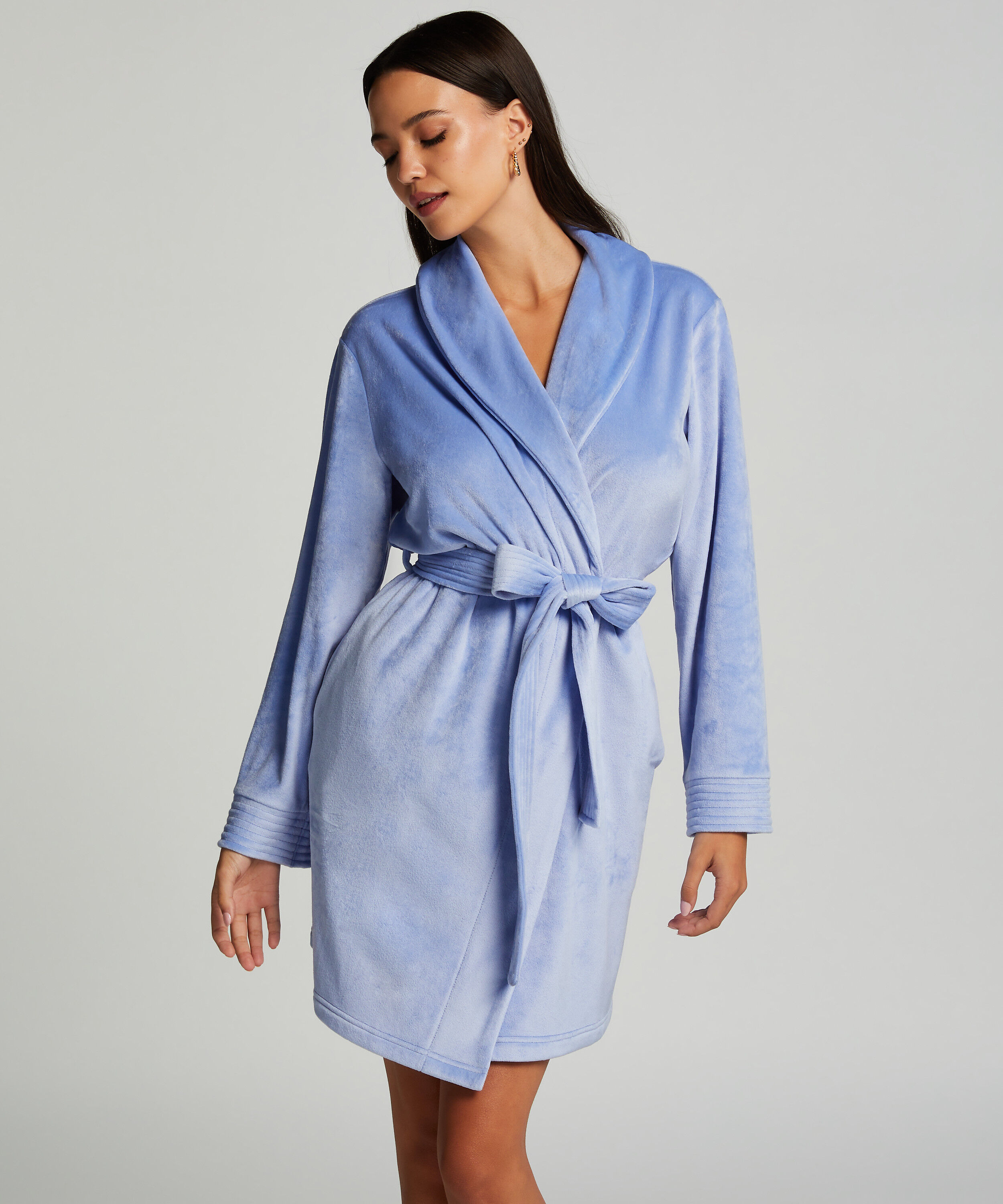 Bademantel Velours, Blau