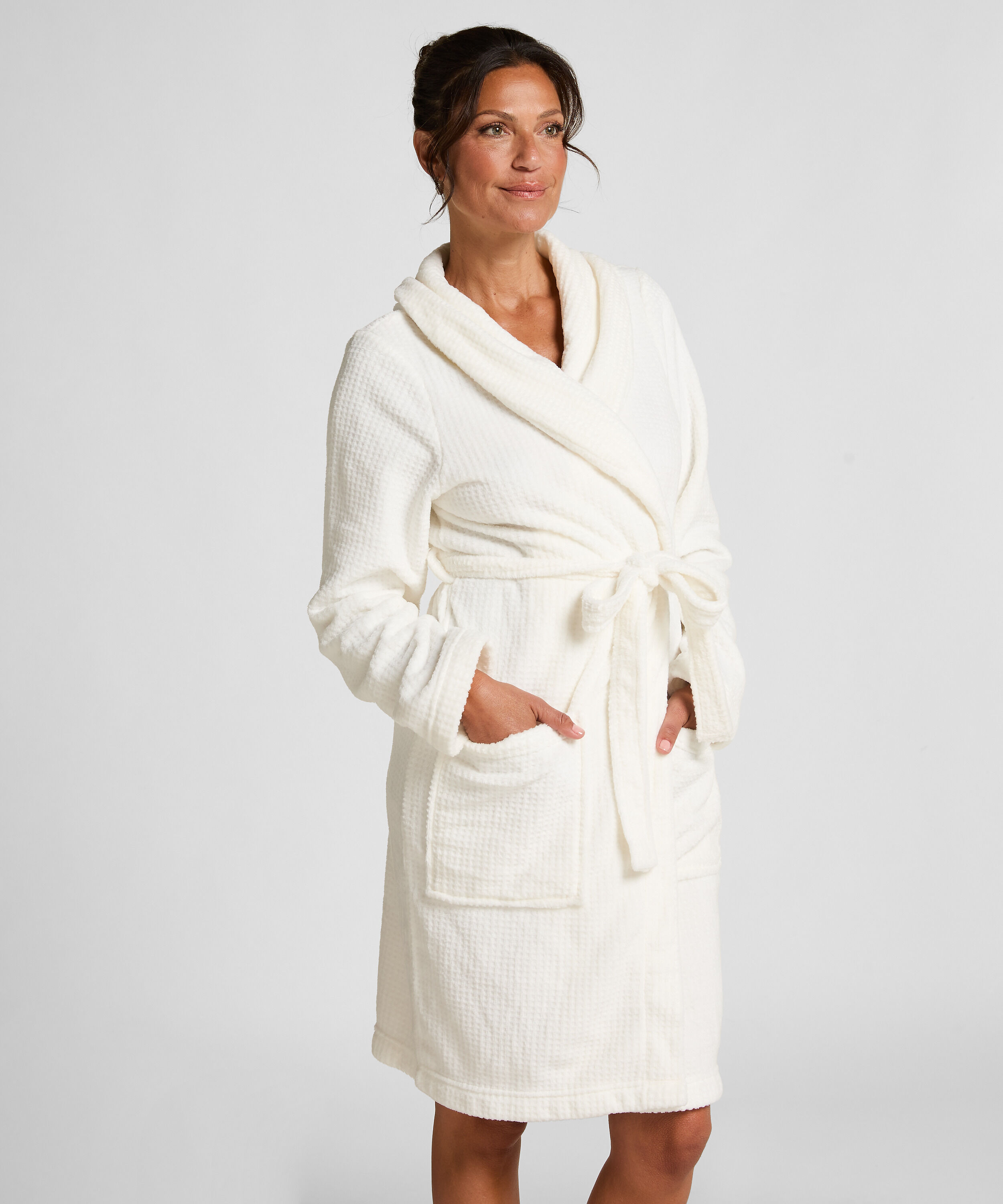 Fleece-Bademantel, Weiß Fleece-Bademantel, Weiß