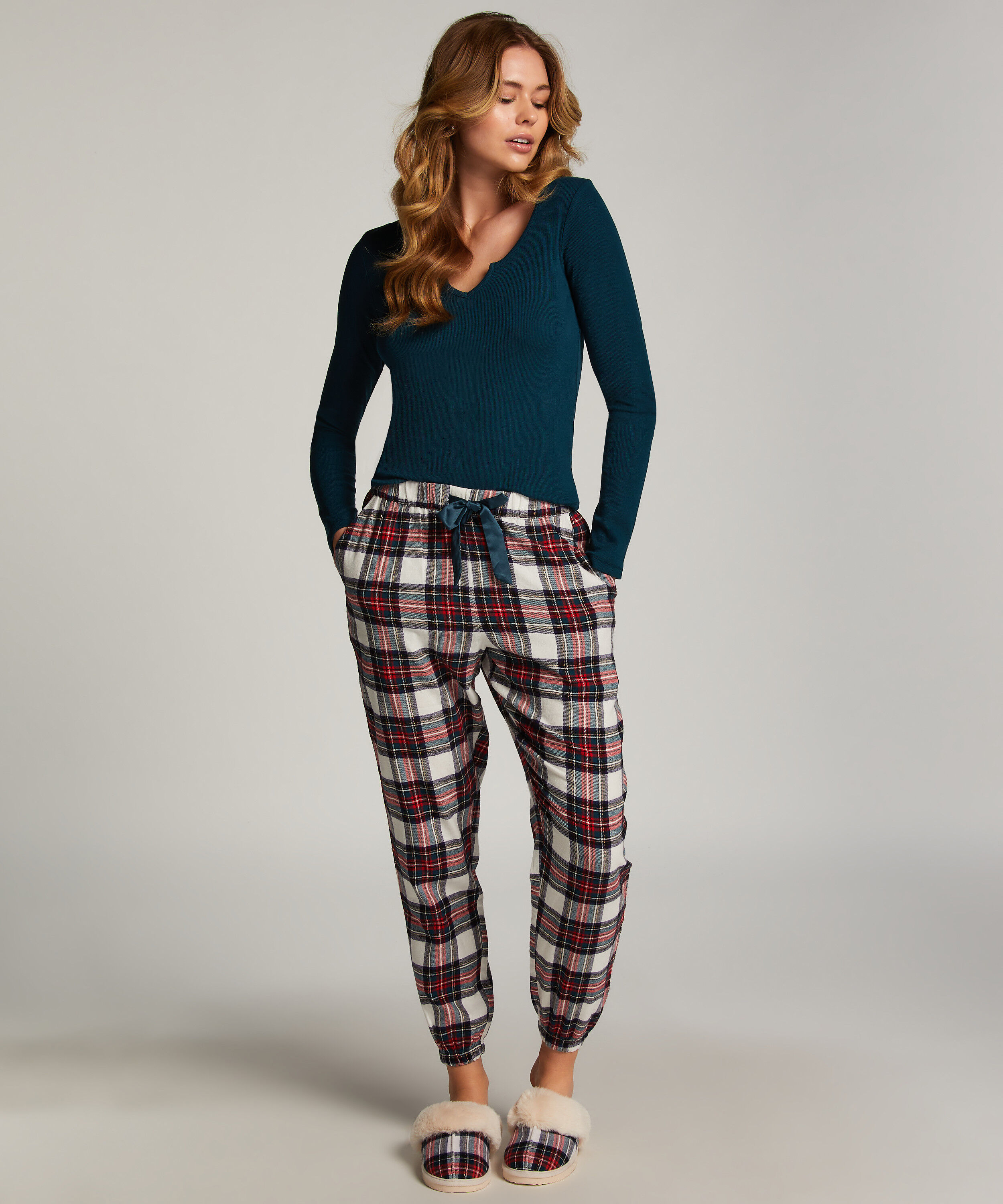 Pyjamahose aus Flanell, Weiß Pyjamahose aus Flanell, Weiß