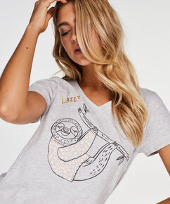 Kurzarm-Pyjamatop, Grau