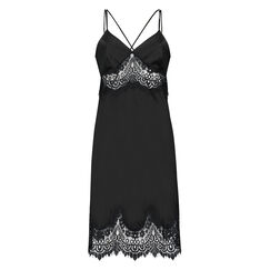 Slipdress Lace Satin, Schwarz