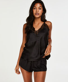 Pyjama Shorts Satin, Schwarz