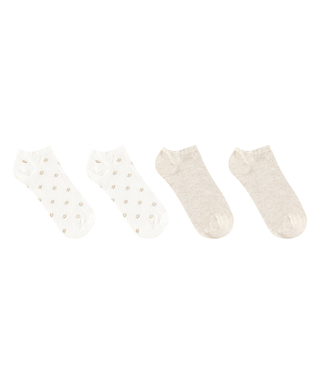 2 Paar  Lurex-Socken, Weiß