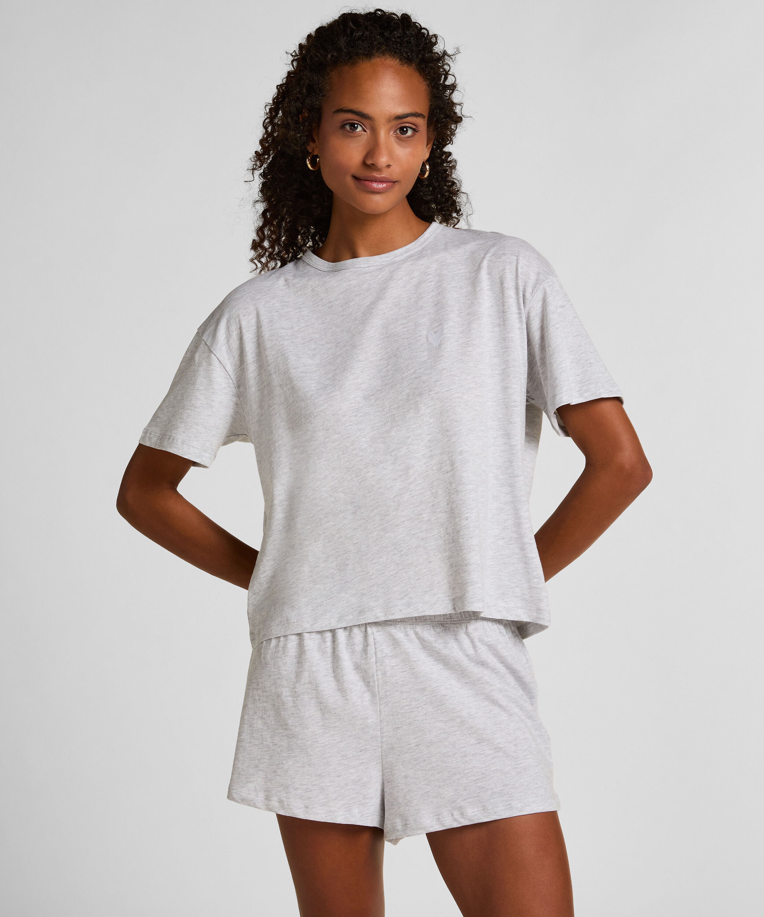Pyjama-Set aus Jersey Heart, Grau Pyjama-Set aus Jersey Heart, Grau