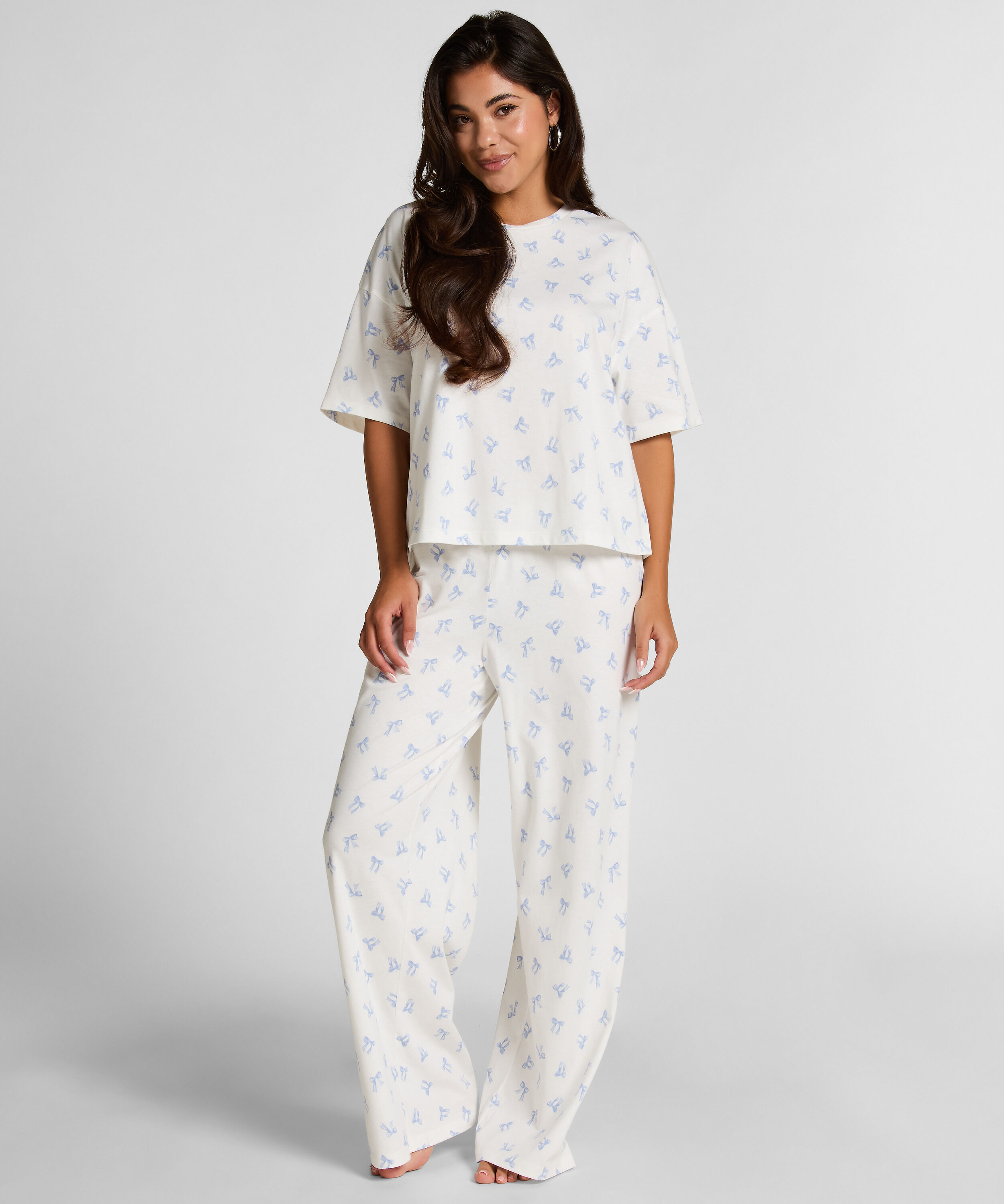 Pyjama-Set Baumwolljersey Lang, Weiß Pyjama-Set Baumwolljersey Lang, Weiß