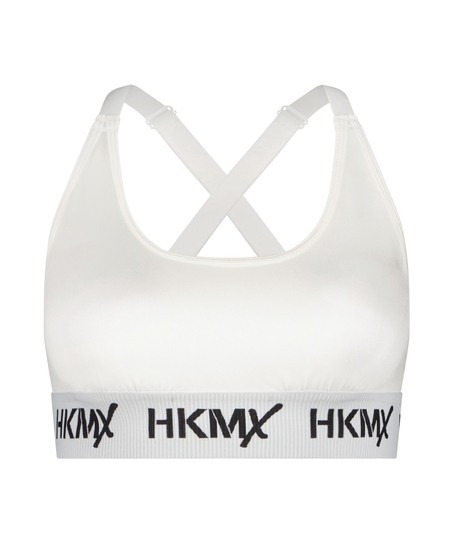 HKMX Sport-BH The Crop Logo Level 1, Weiß
