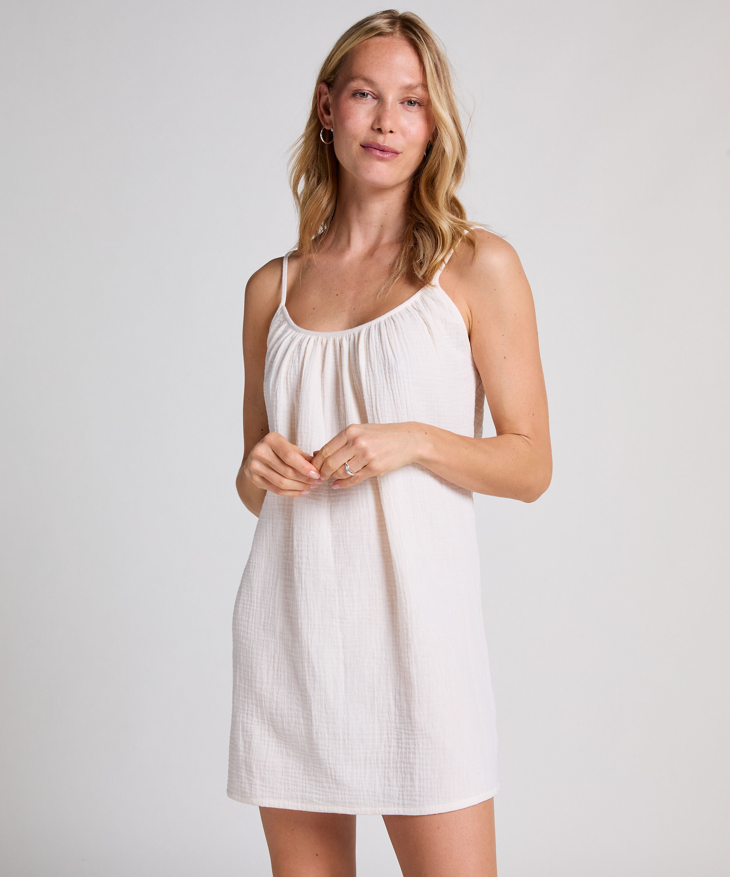 Musselin-Slipdress, Weiß